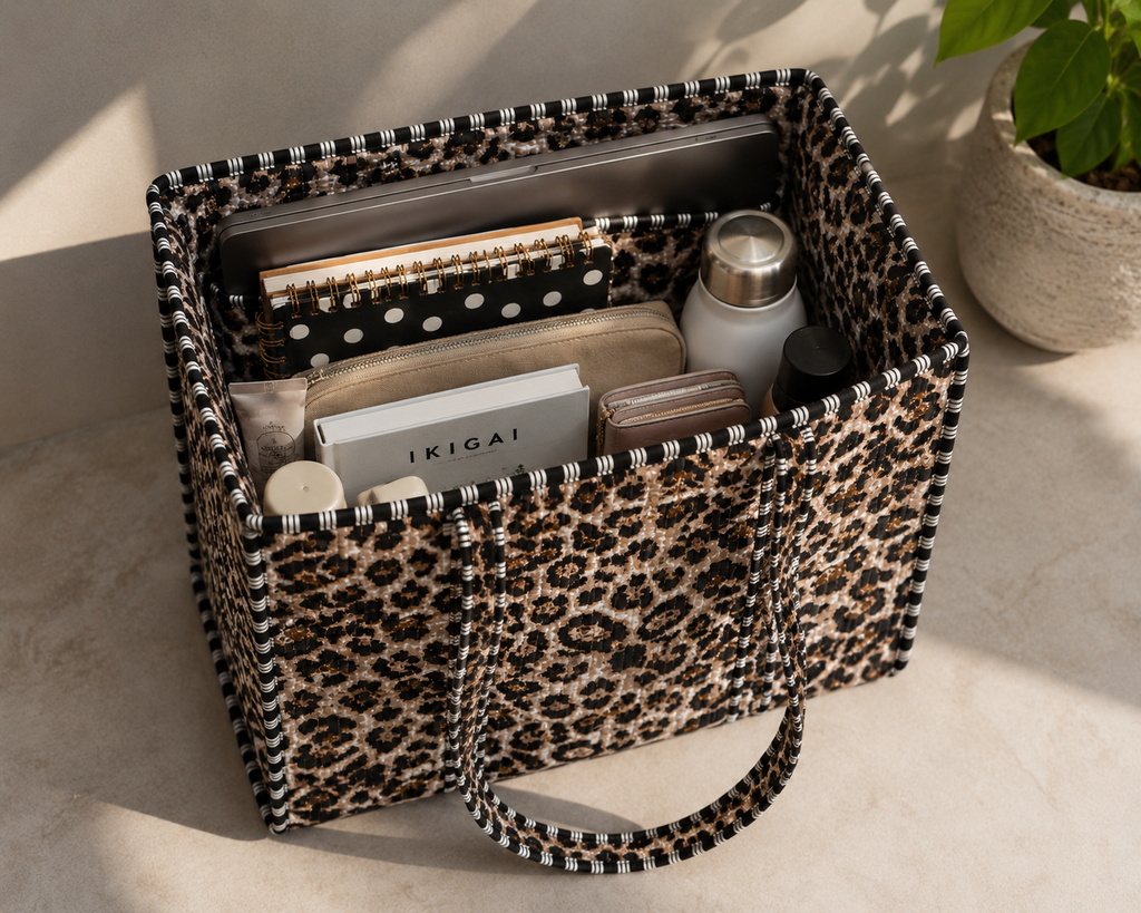 Leopard print tote bag for women