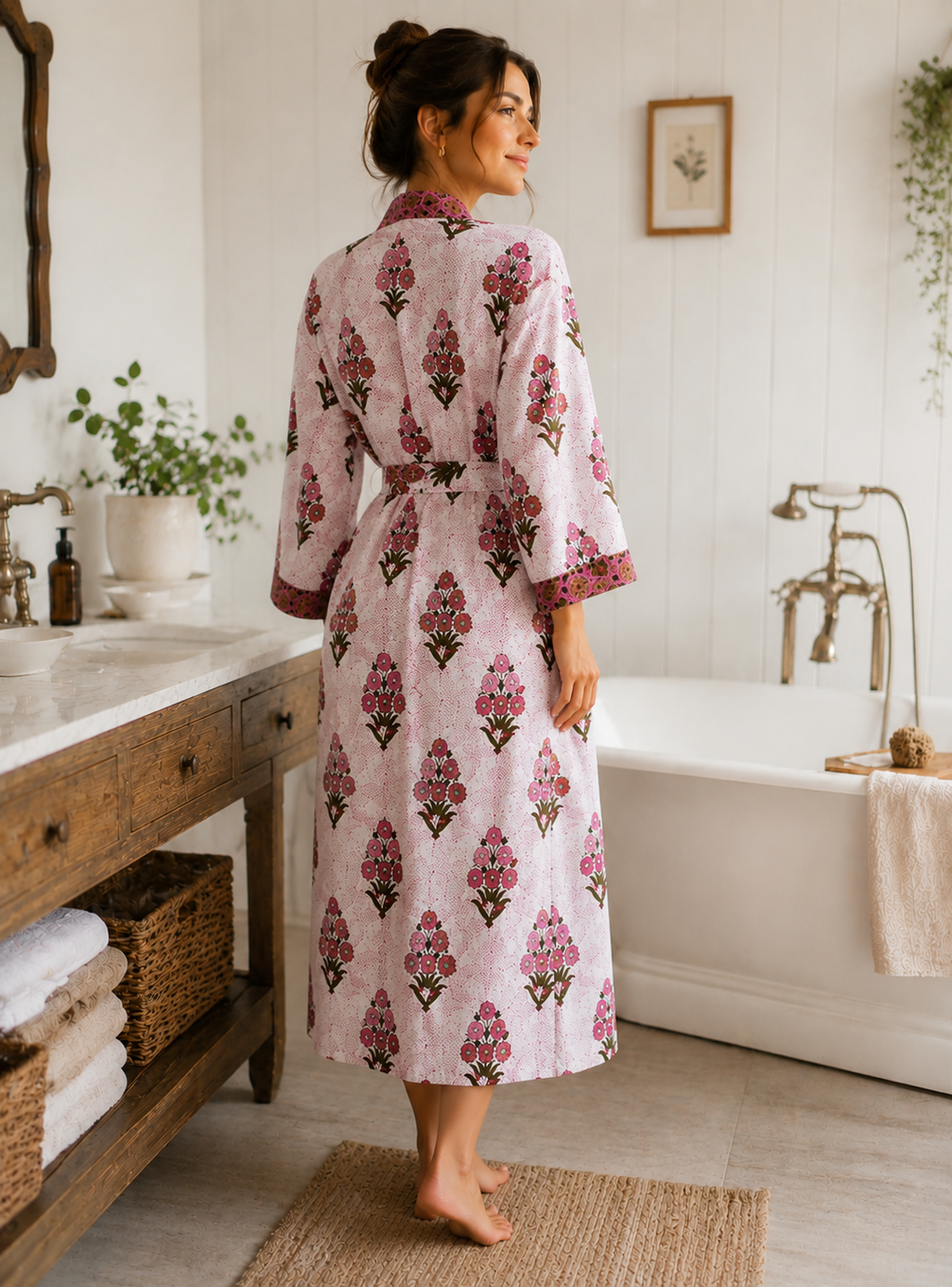 Printed bathrobe for women