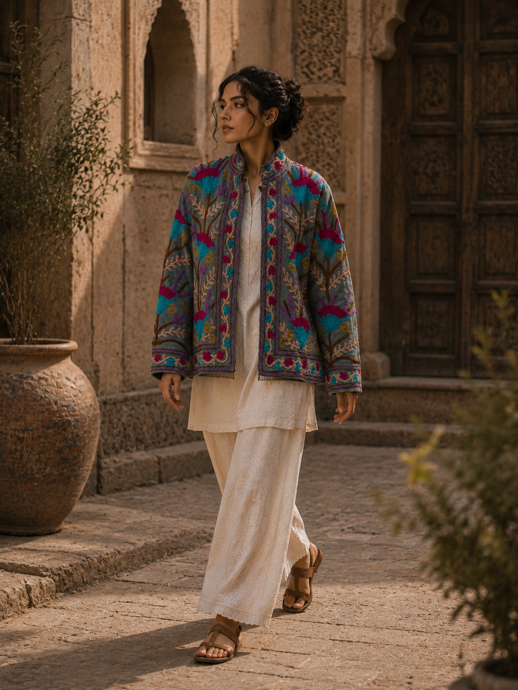 Vintage style velvet suzani jacket