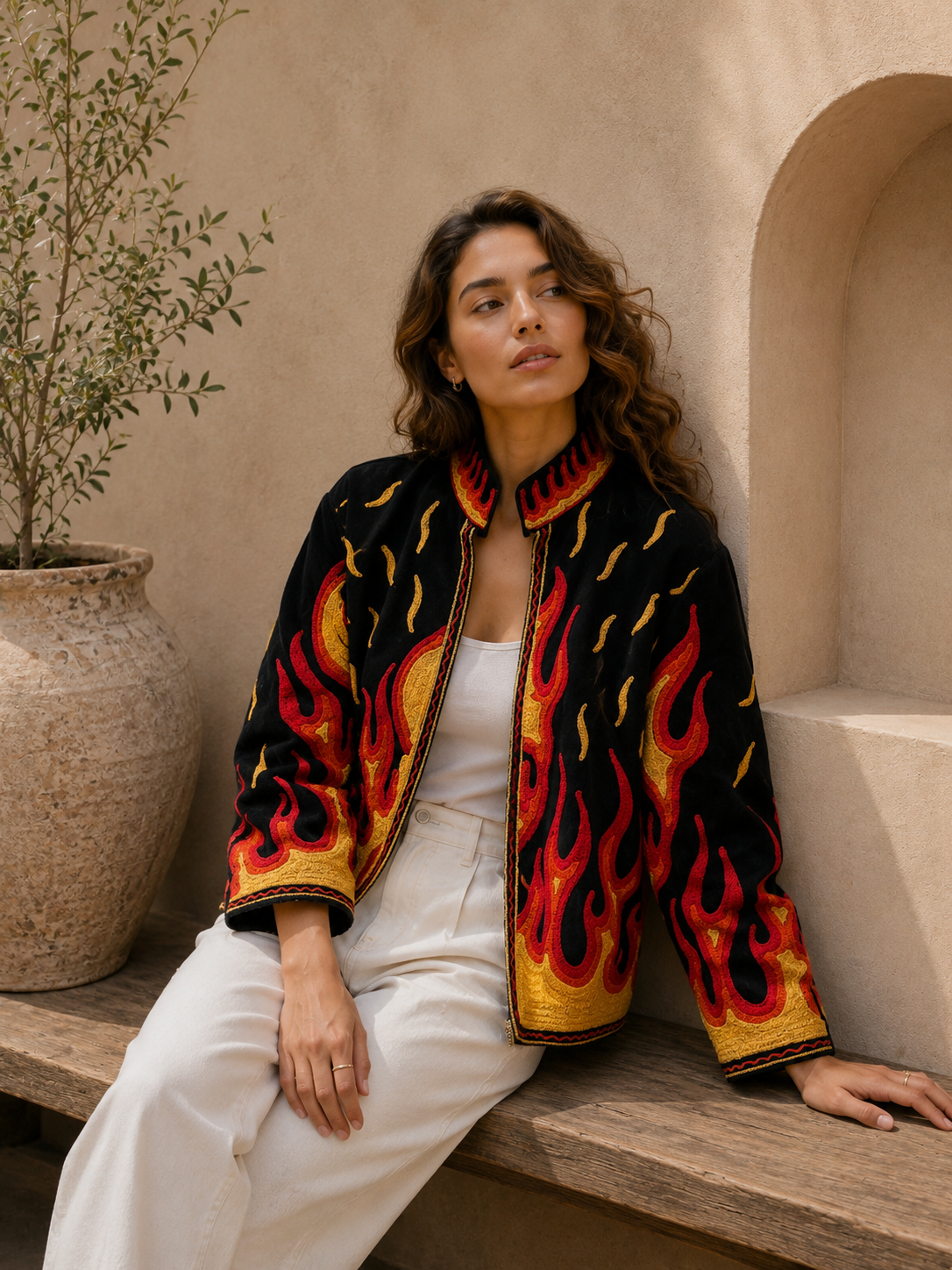 Fire Embroidery Suzani Jacket