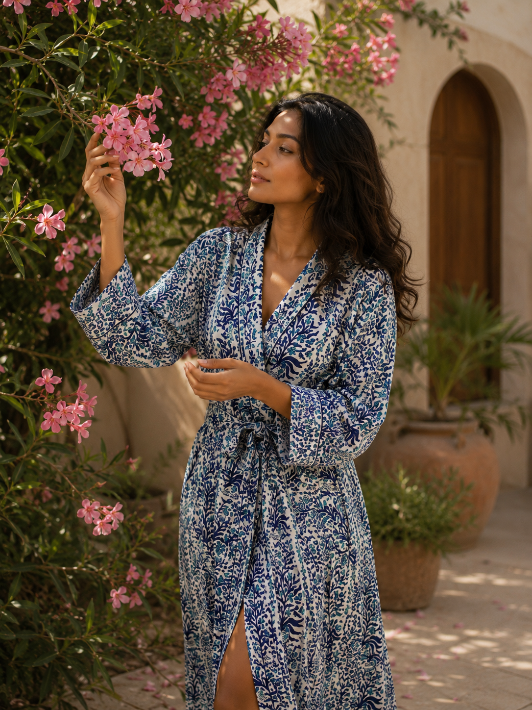 Floral Print Cotton Bathrobe For Women
