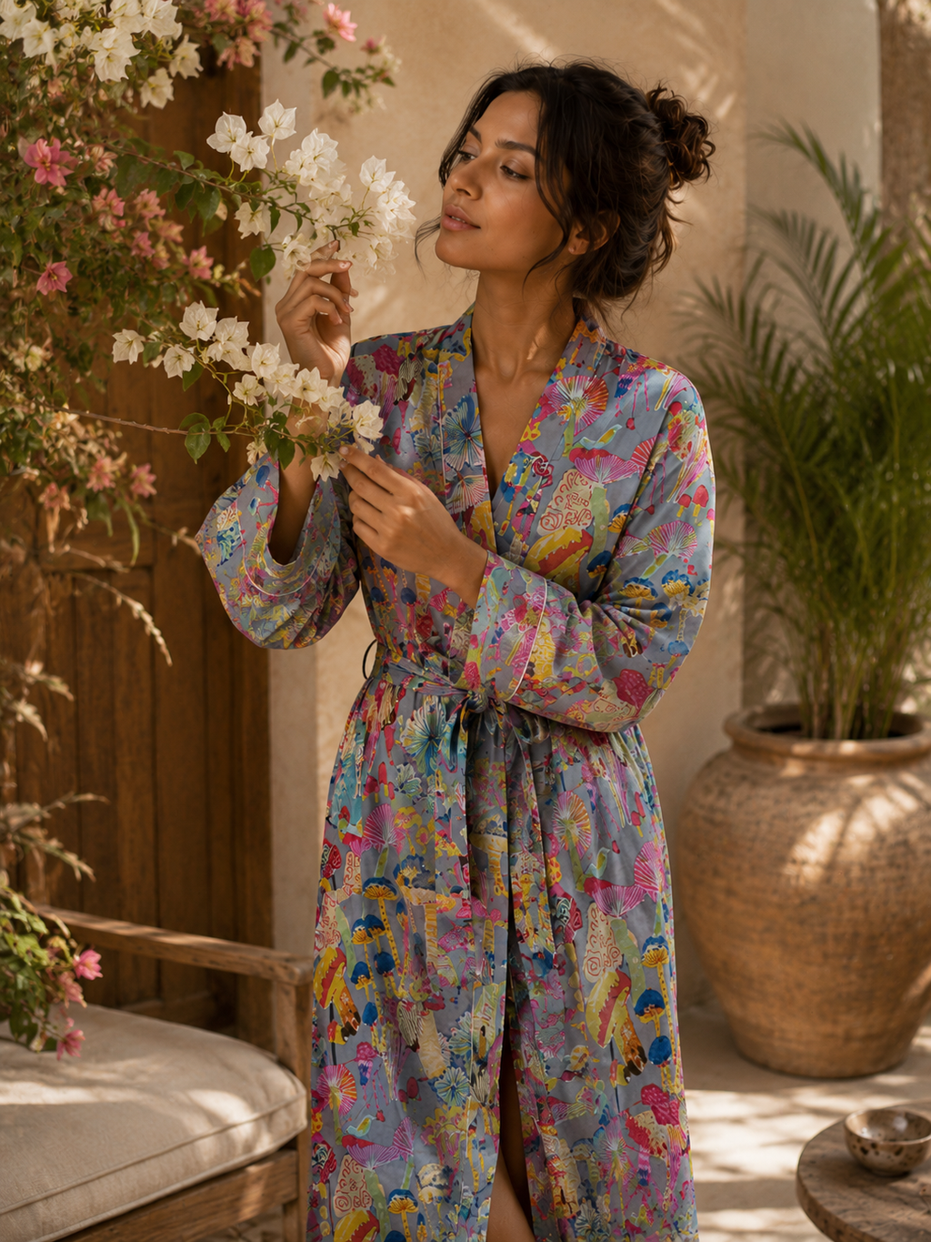 Floral Print Bathrobe For Women