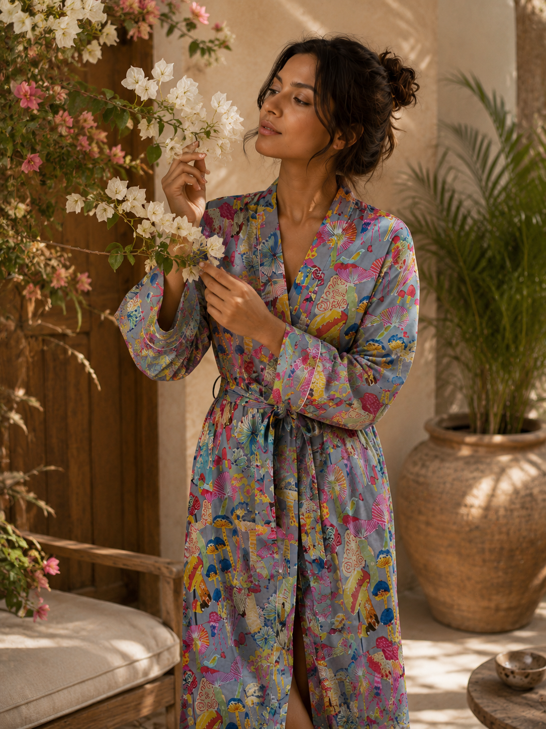 Floral Print Bathrobe For Women