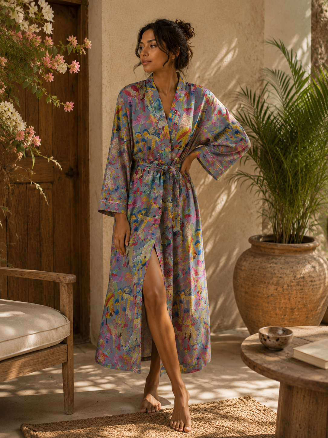 Floral Print Bathrobe For Women