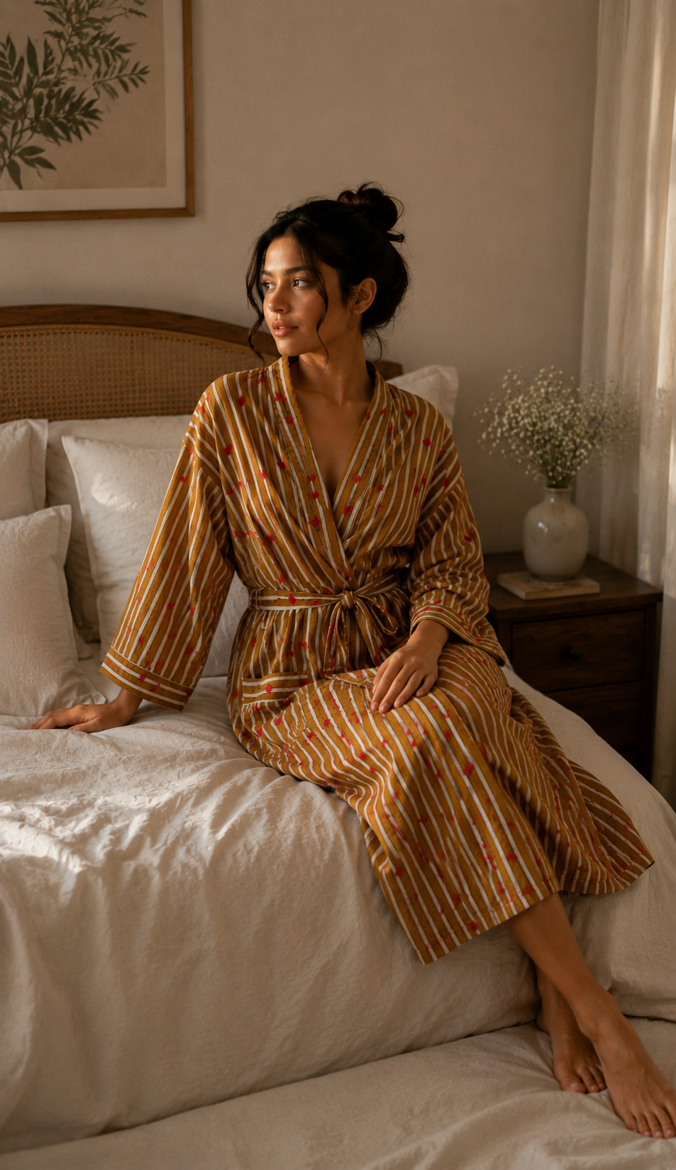 Cotton handmade bathrobe womens