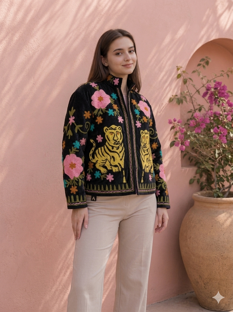 Vintage Suzani Embroidered Jacket for Women