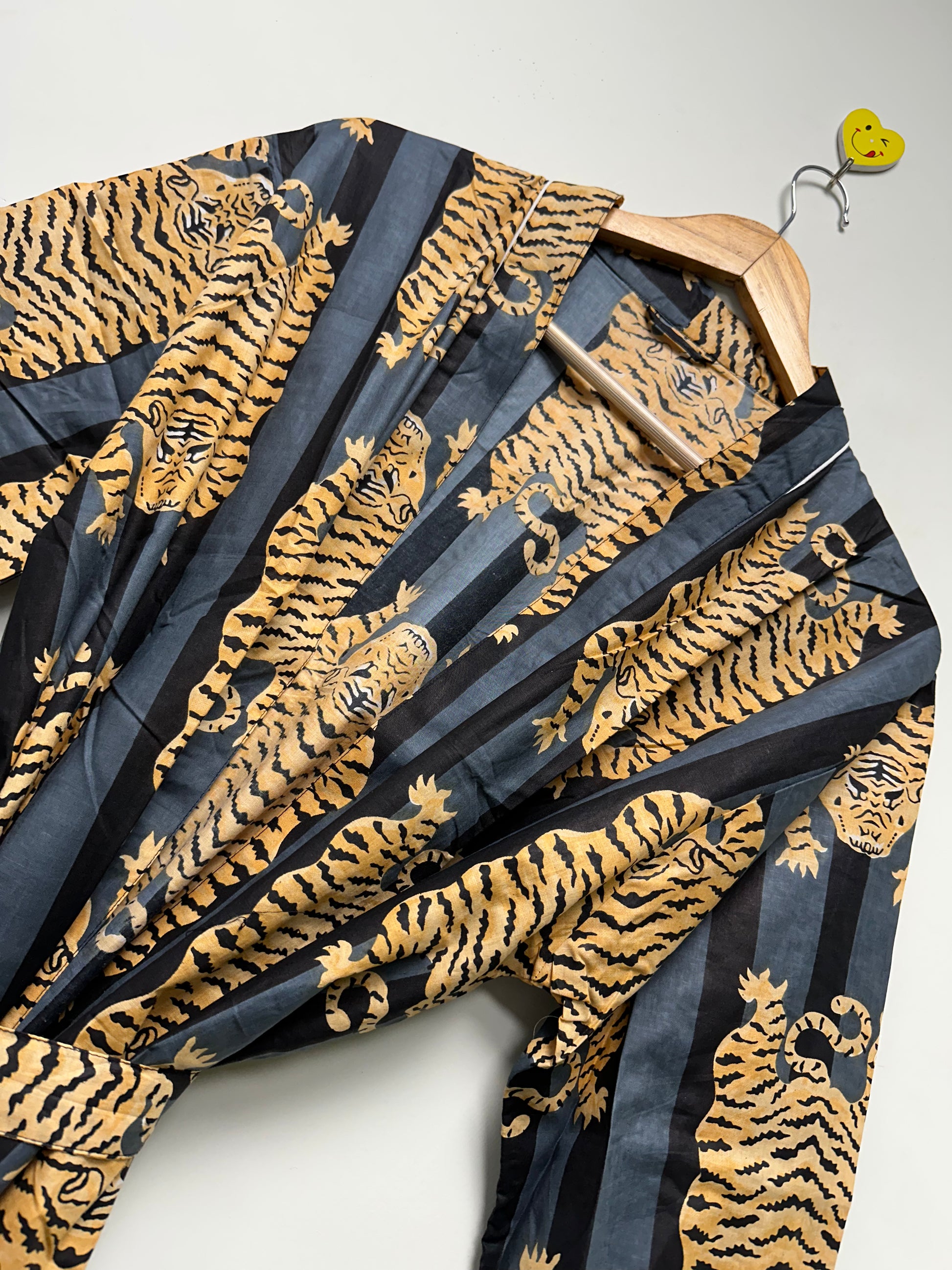 Tiger Print Cotton Bathrobe For Women