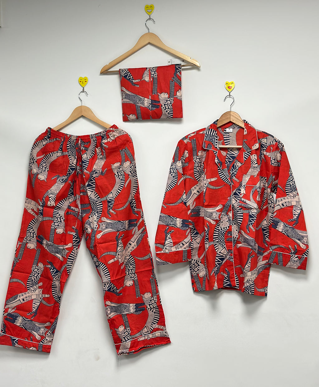 Cotton tiger print Night Suit for Women Handmade Pajama Set
