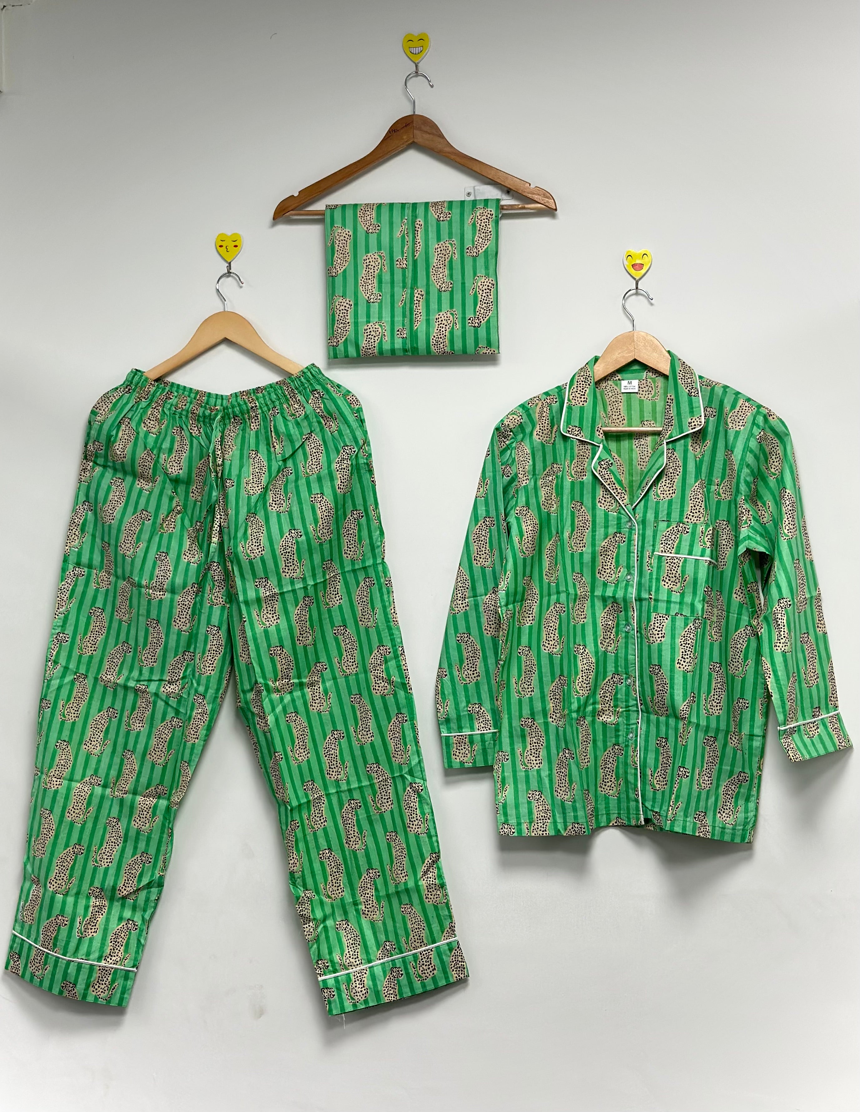 Image of Women's Cotton Pajama Set Hand Block Print Soft Sleepwear