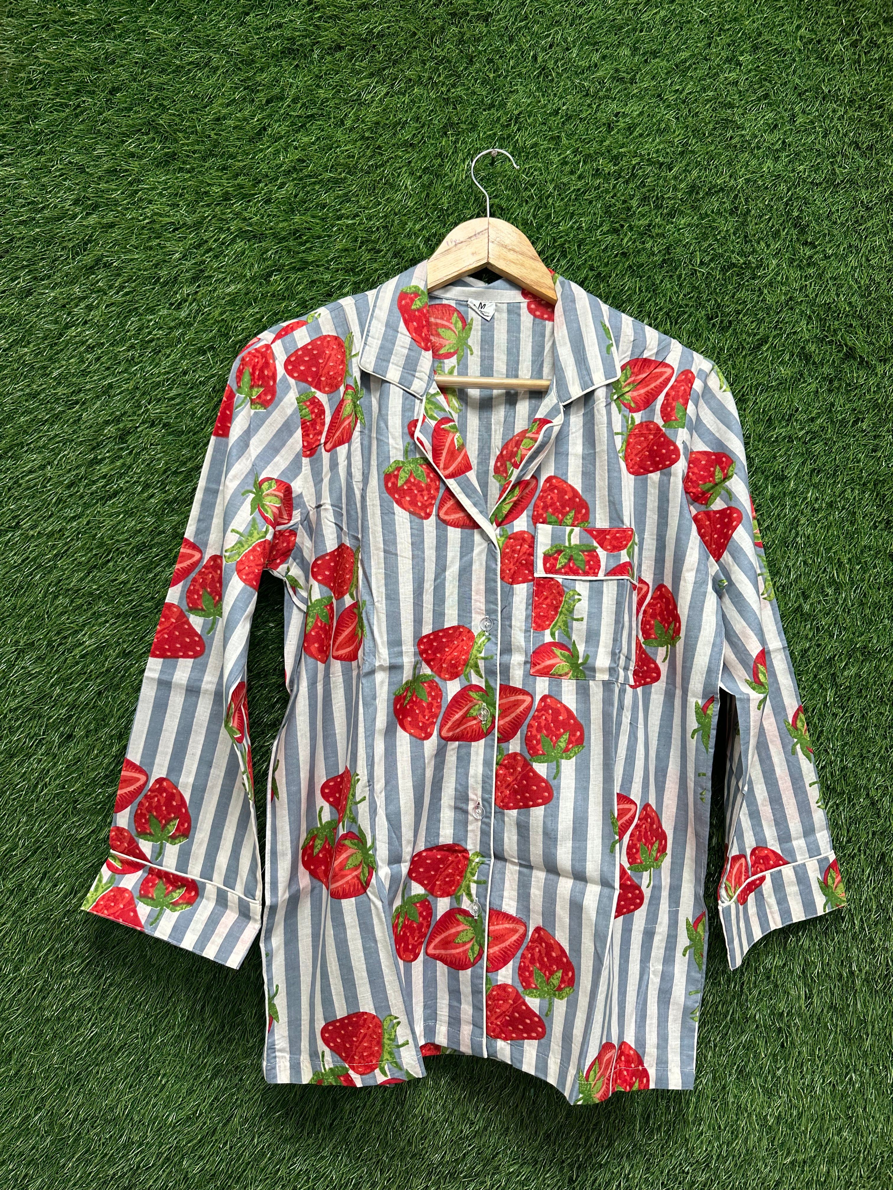 Floral print night suit for women handmade cotton pajama set womens