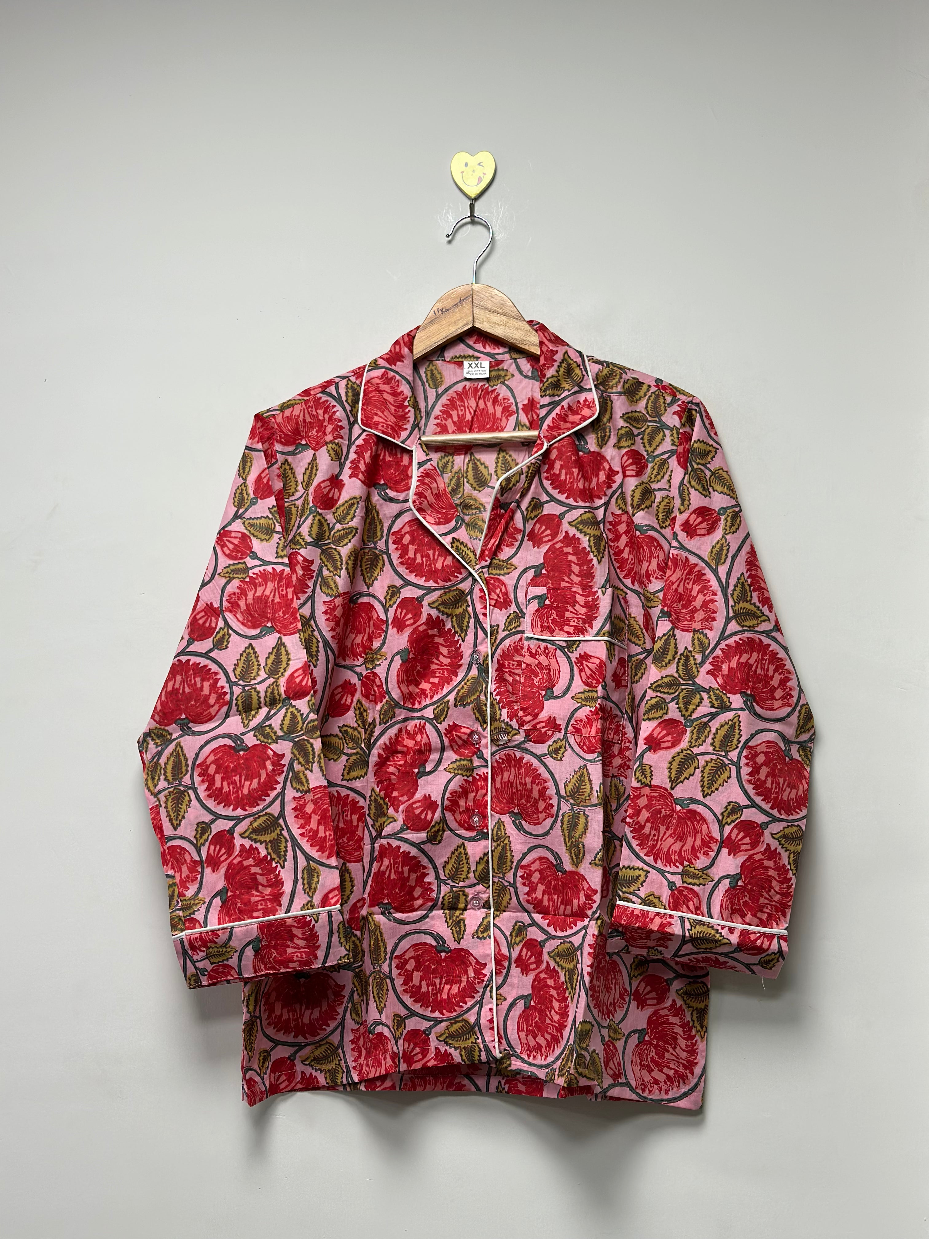 Image of Handmade Floral Cotton PJ Set for Women