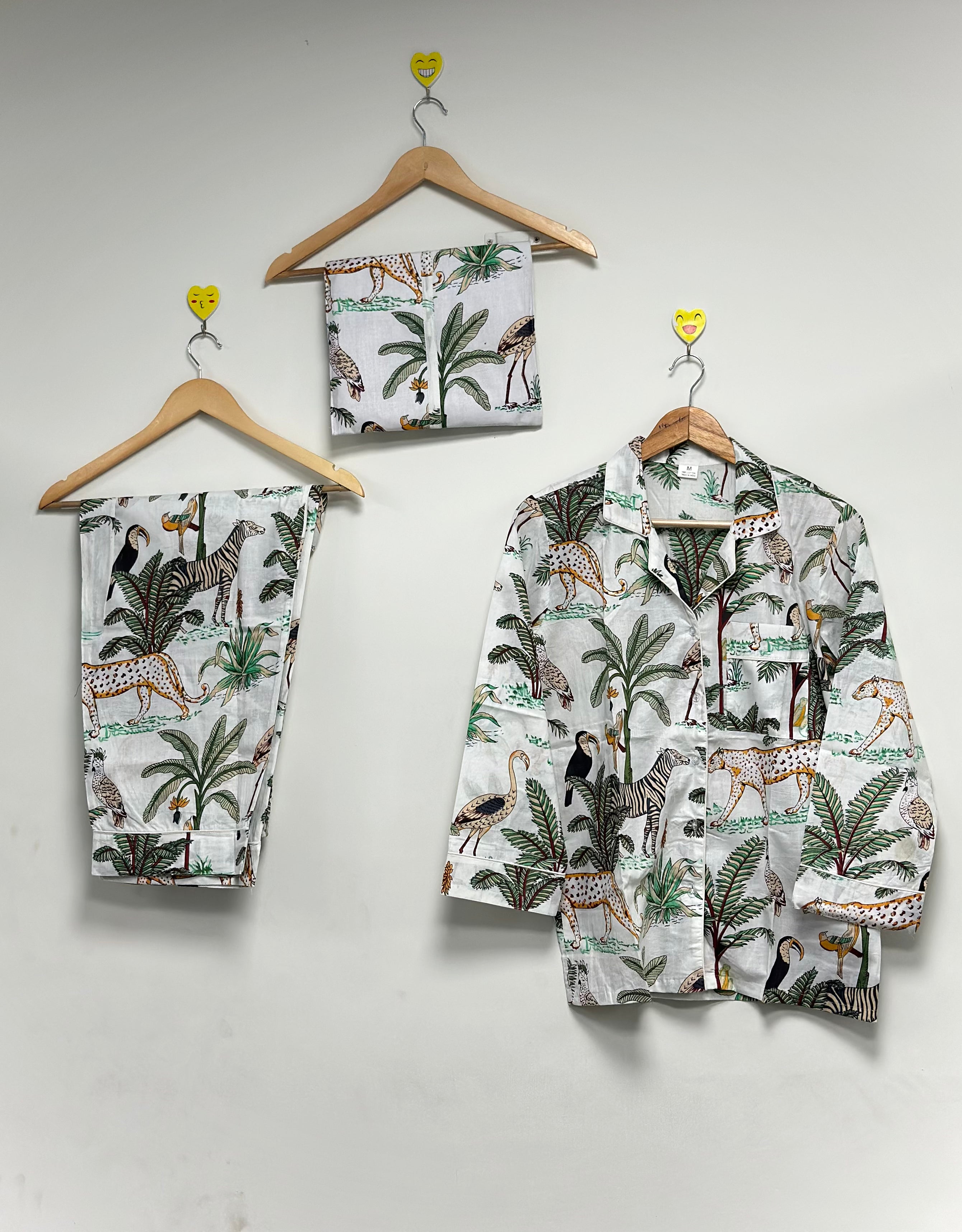 Floral Printed Cotton PJ Set Handmade Lounge & Night Suit