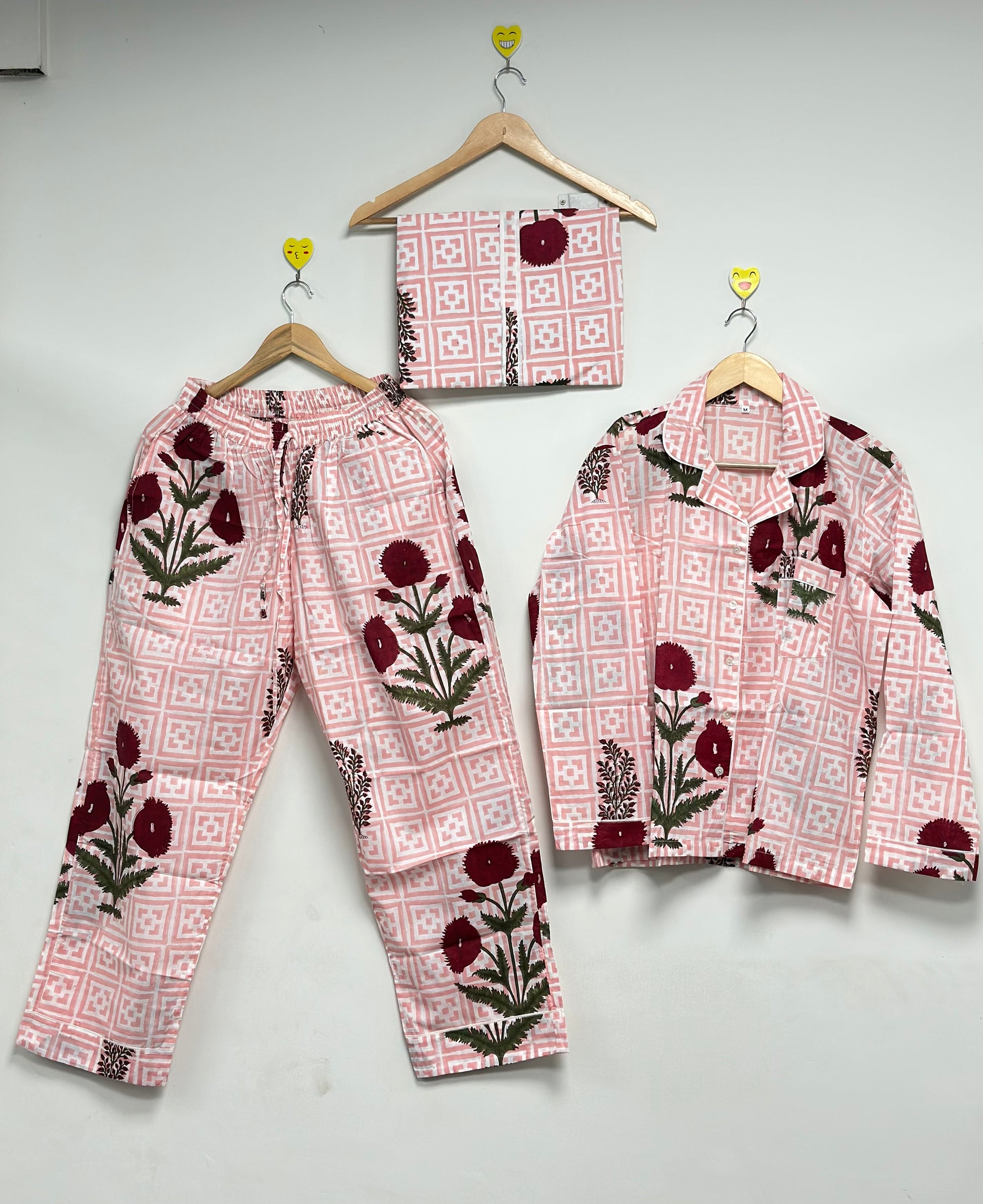Floral print night suit for women  handmade cotton pajama set womens