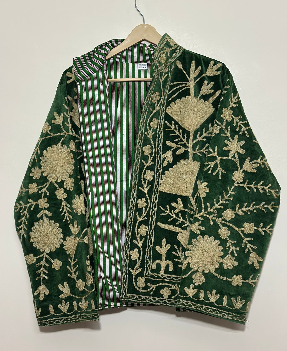 Green Suzani Embroidered Jacket for Women