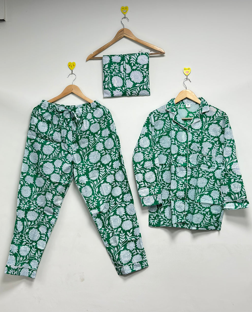Breathable Cotton PJ Set for Women Floral Handmade Nightwear