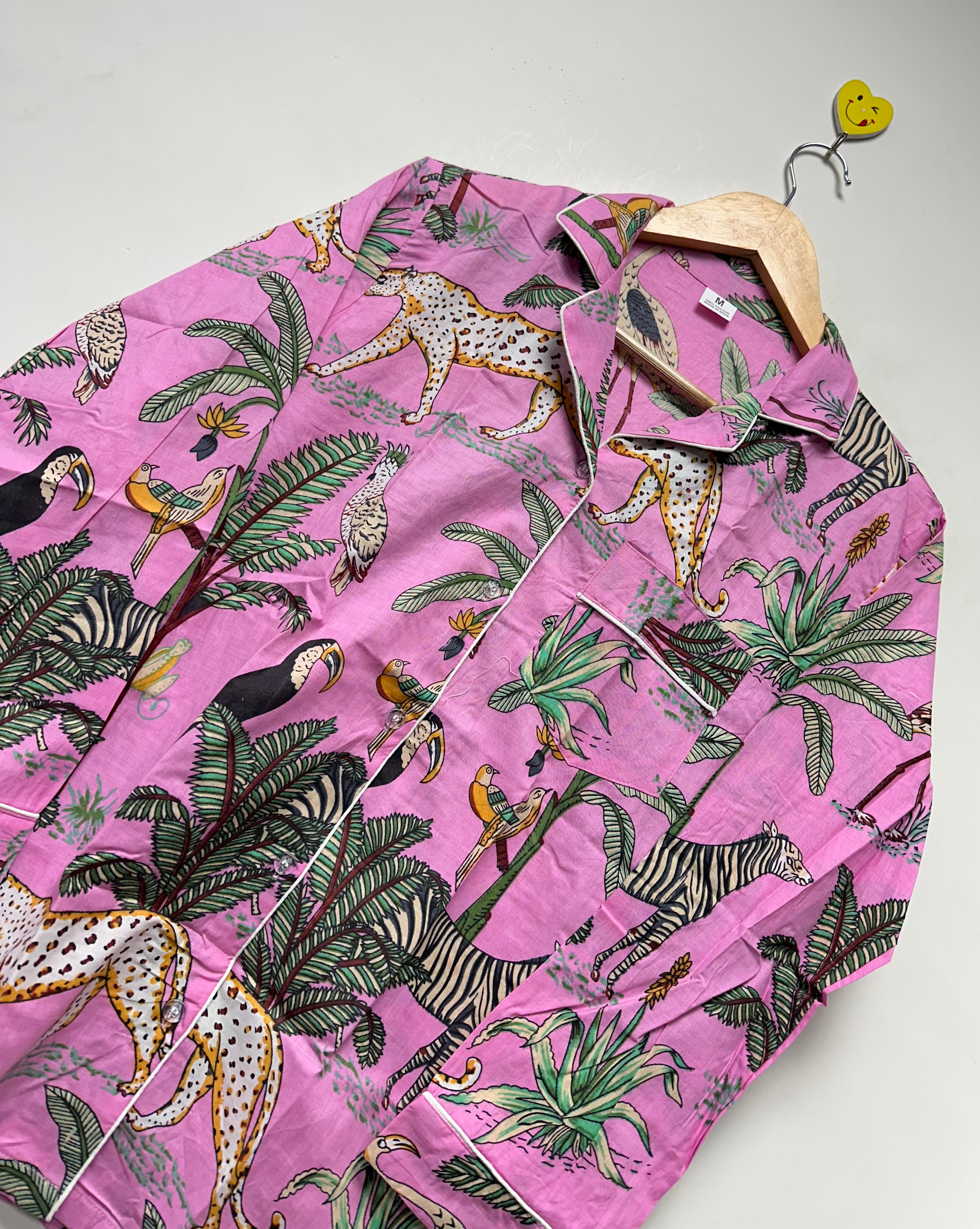 Cotton Floral Night Suit for Women Handmade Pajama Set