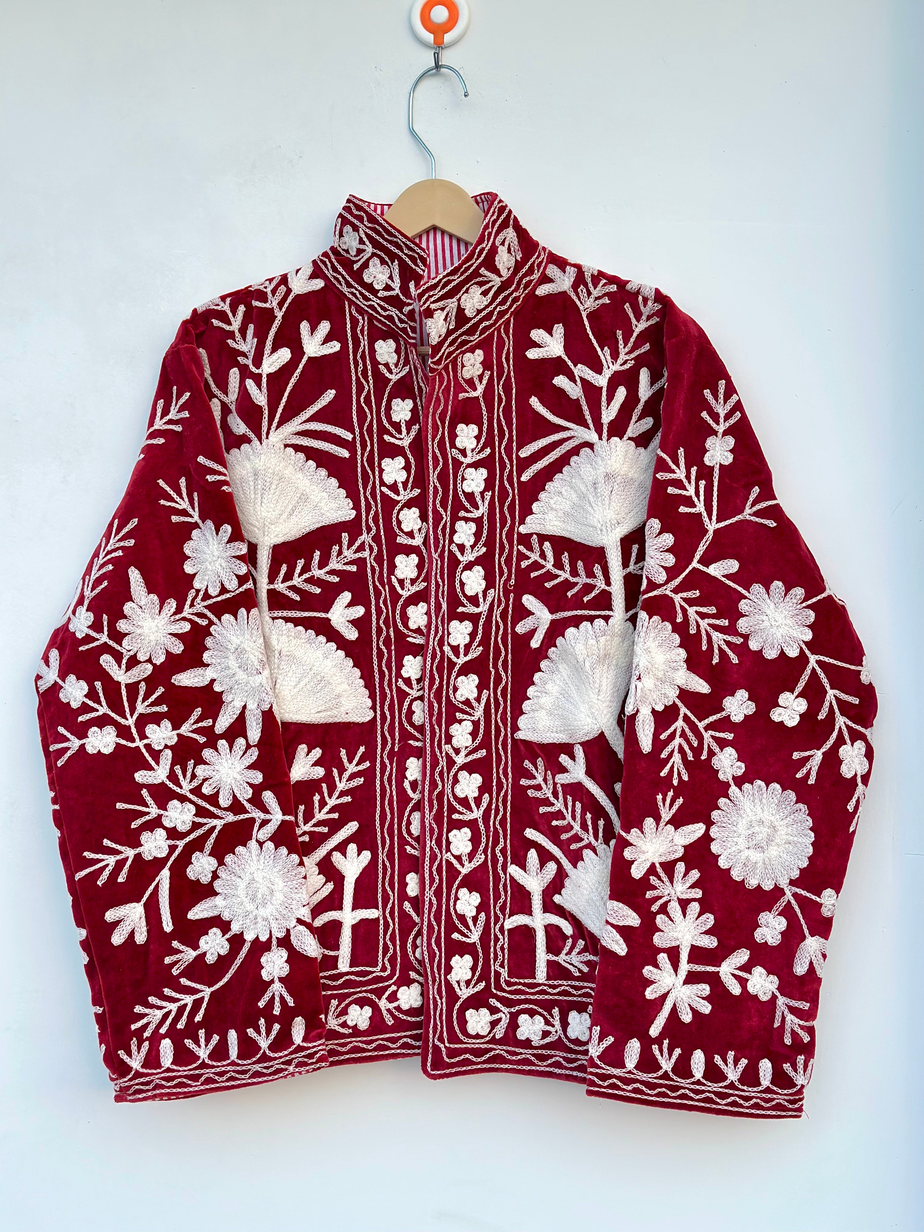 Image of Hand Embroidered Floral Indian Jacket