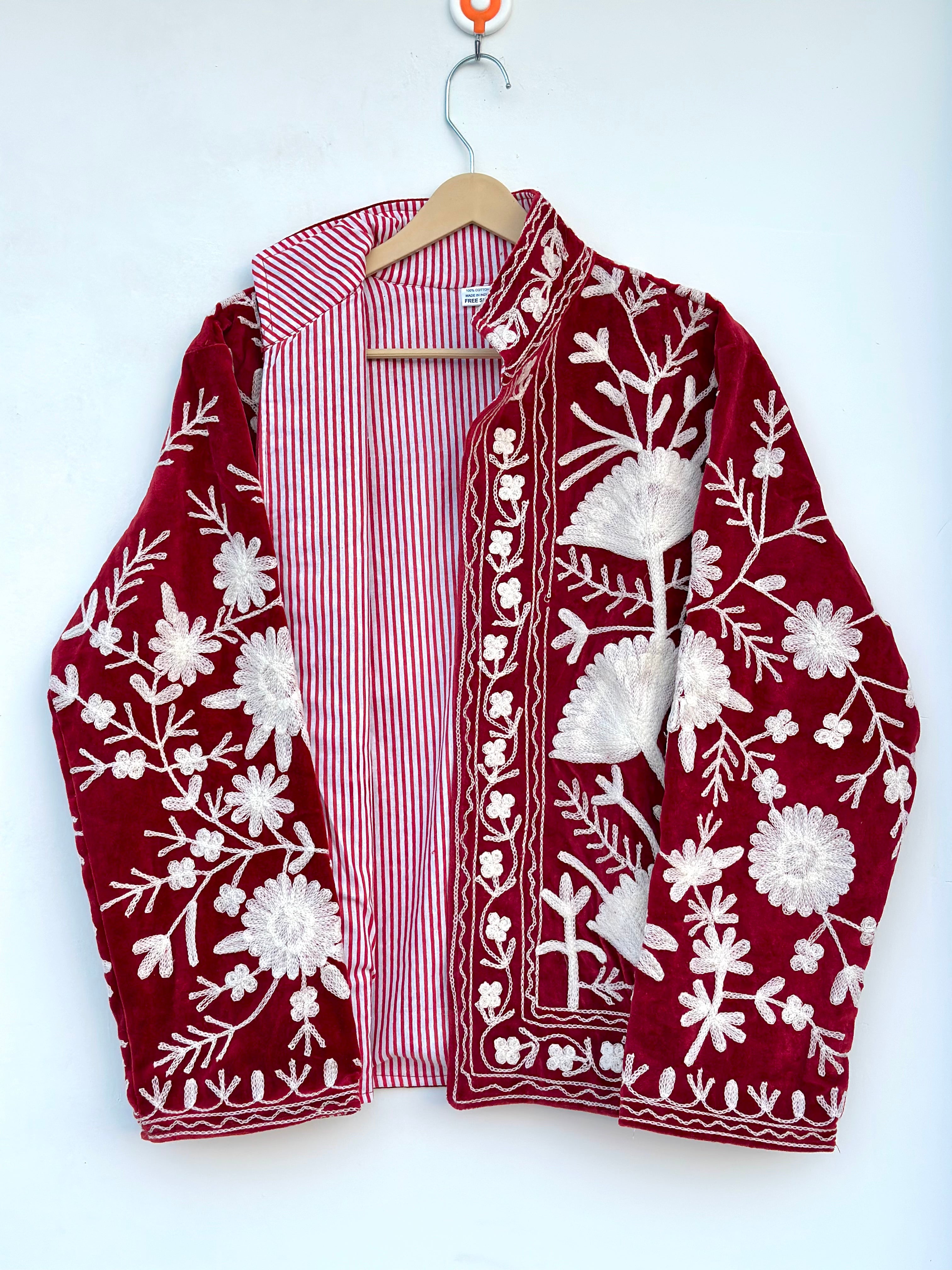 Image of Hand Embroidered Floral Indian Jacket