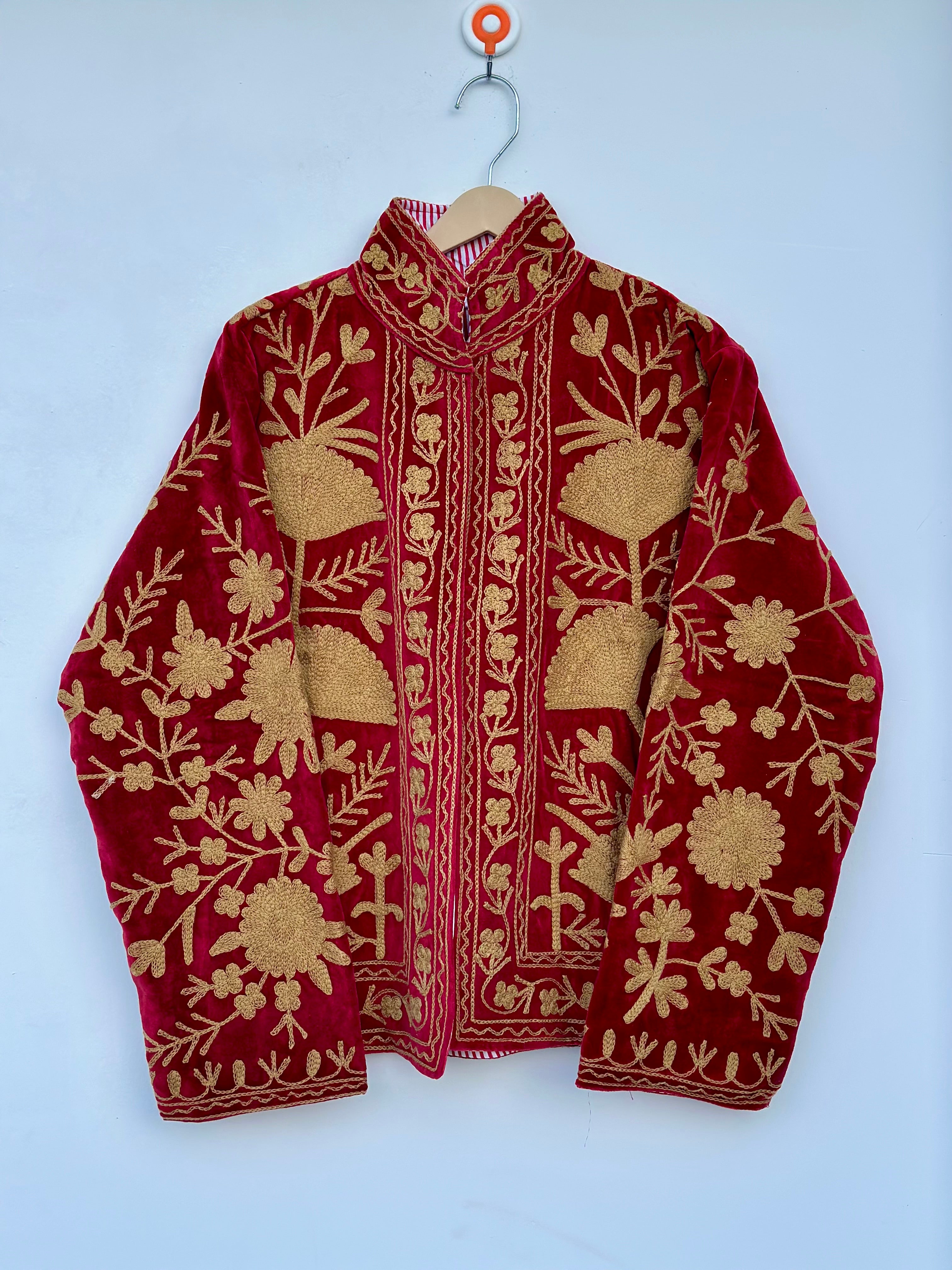 Image of Red Velvet Suzani Jacket