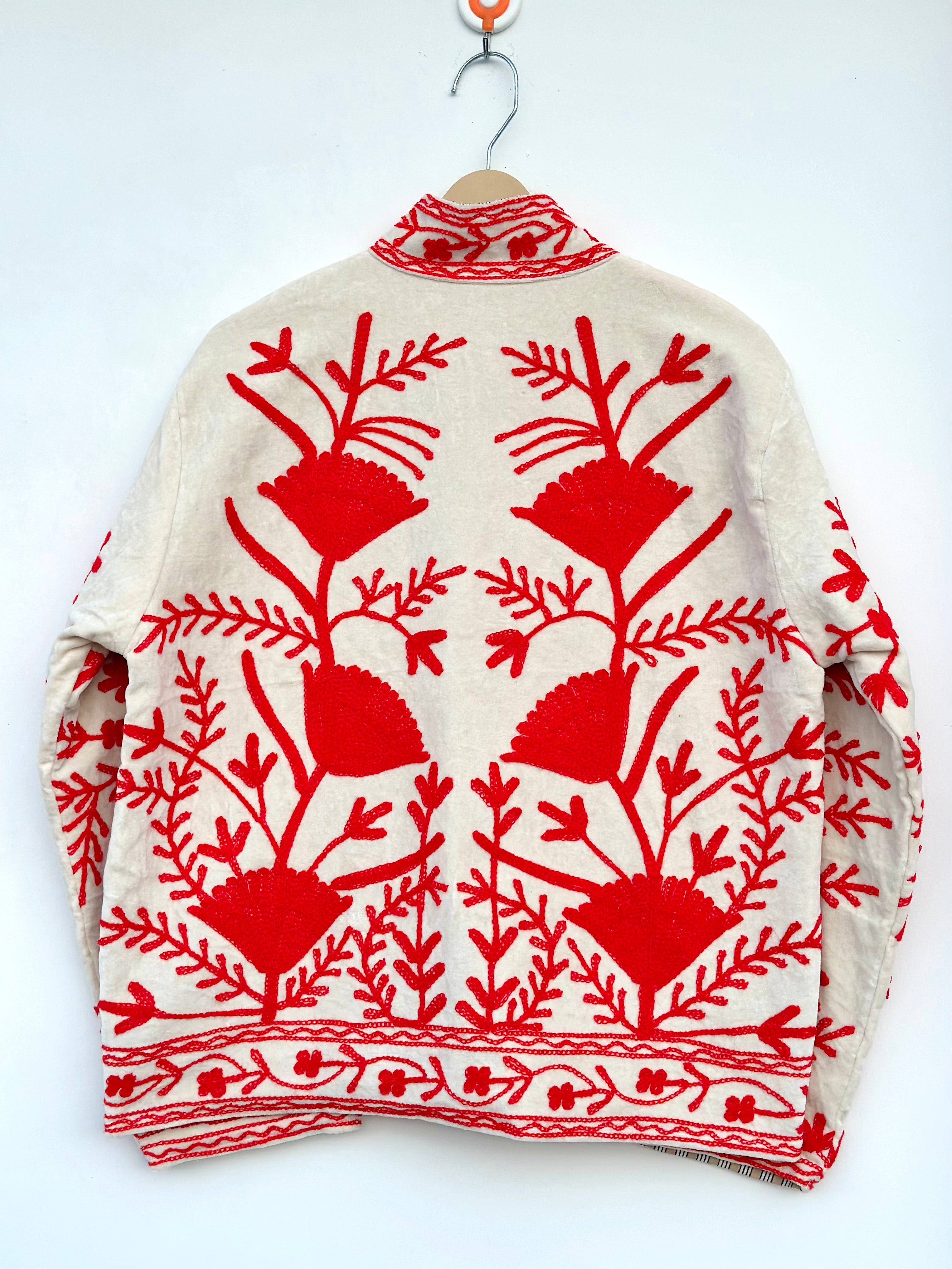 Image of White Suzani Embroidery Jacket