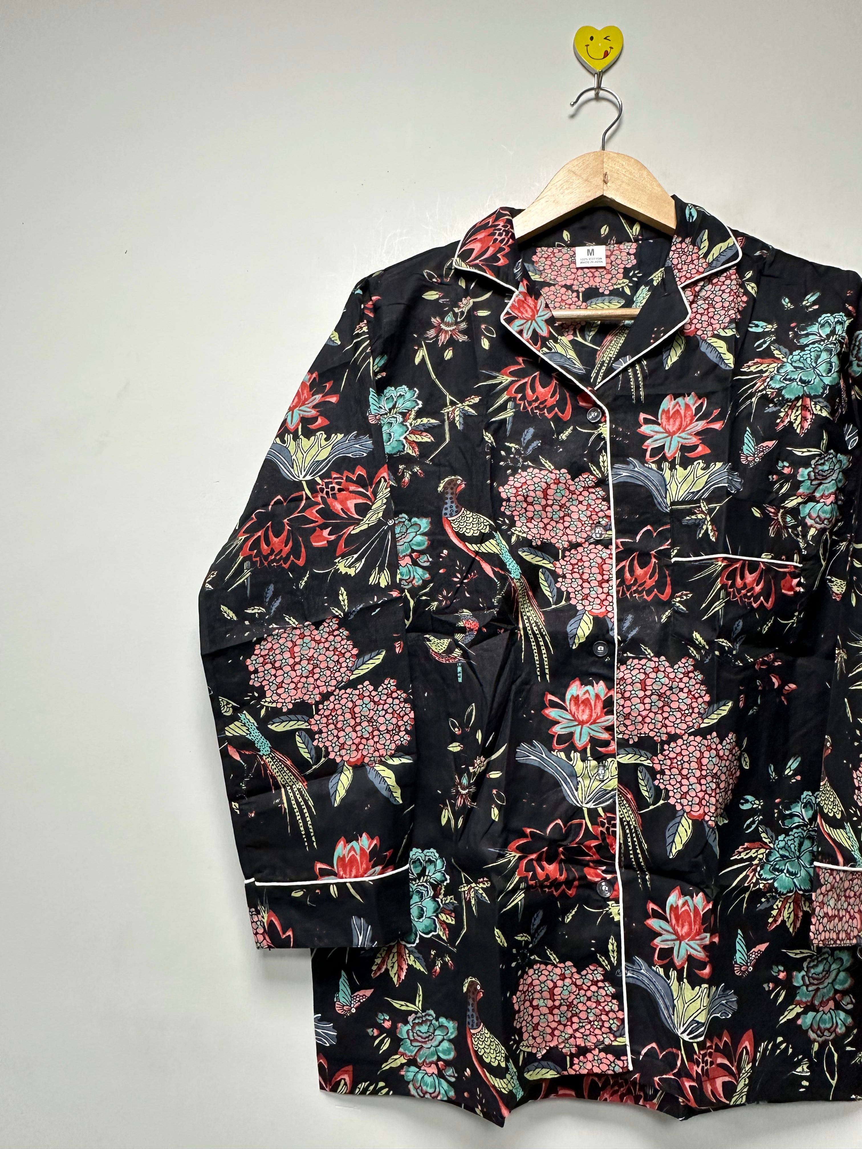 Image of Women’s Soft Cotton Night Suit Handmade Floral Pajama Set