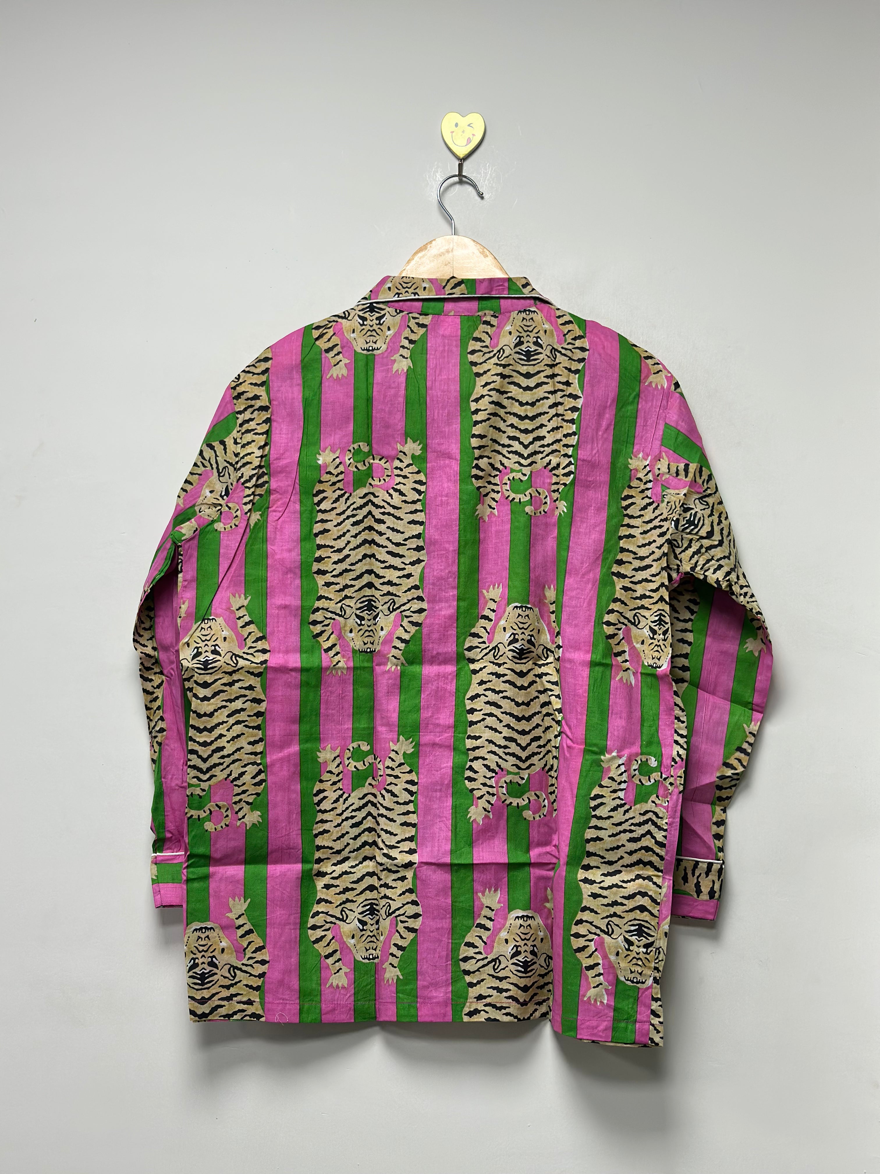 Image of Striped tiger print pj set for women