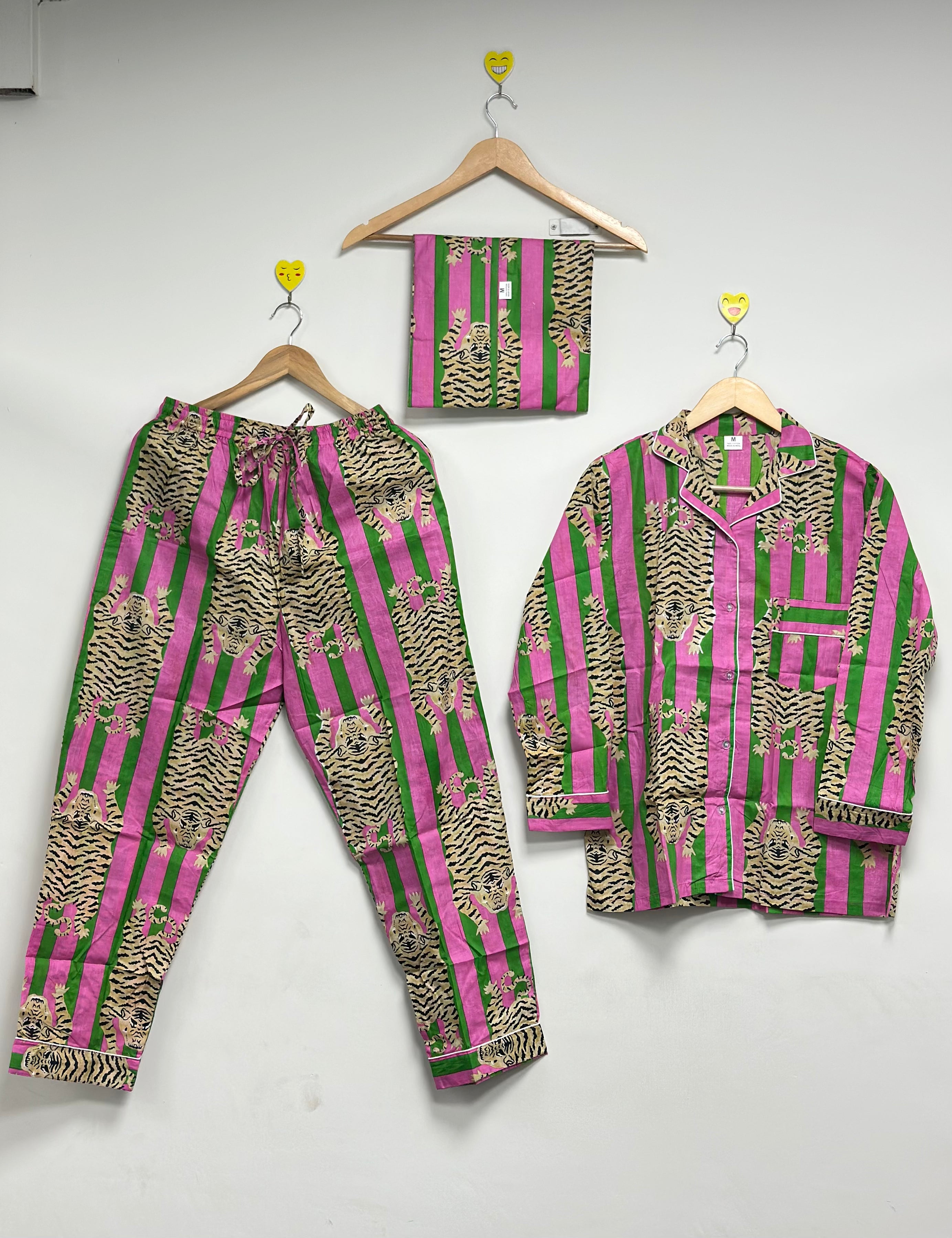 Image of Striped tiger print pj set for women