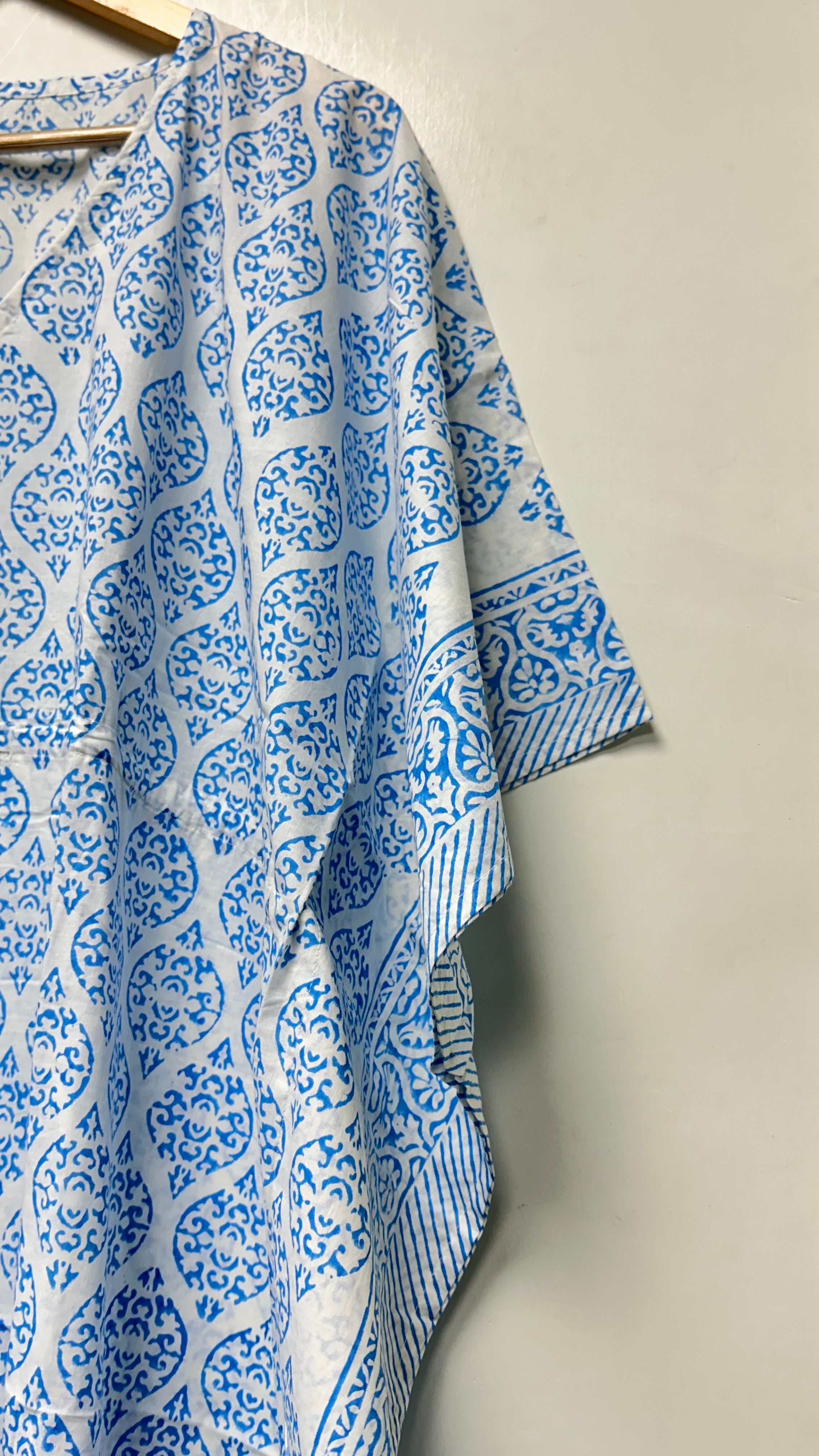 Image of Indian Block Print Kaftan Lightweight Lounge Kaftan For Woman