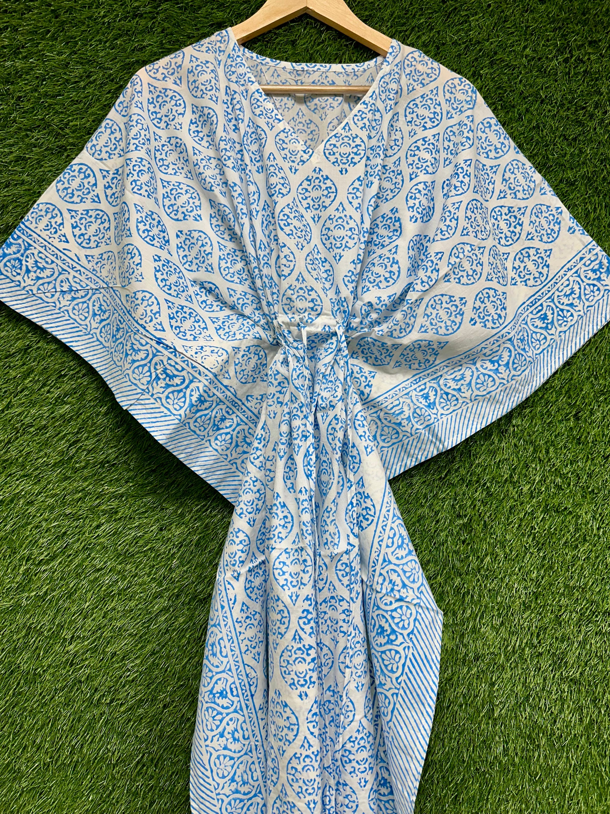 Indian Block Print Kaftan Lightweight Lounge Kaftan For Woman