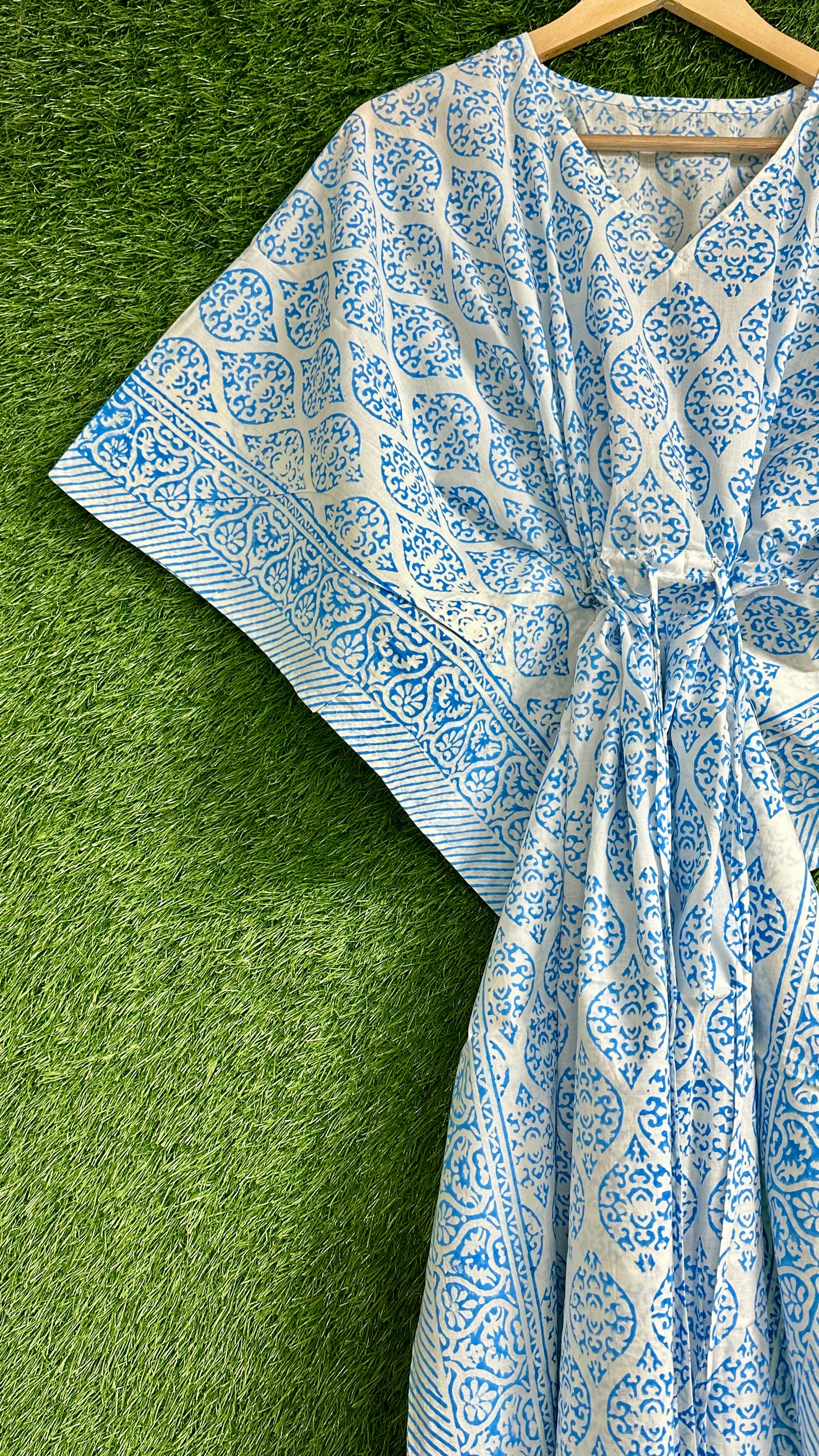 Indian Block Print Kaftan Lightweight Lounge Kaftan For Woman