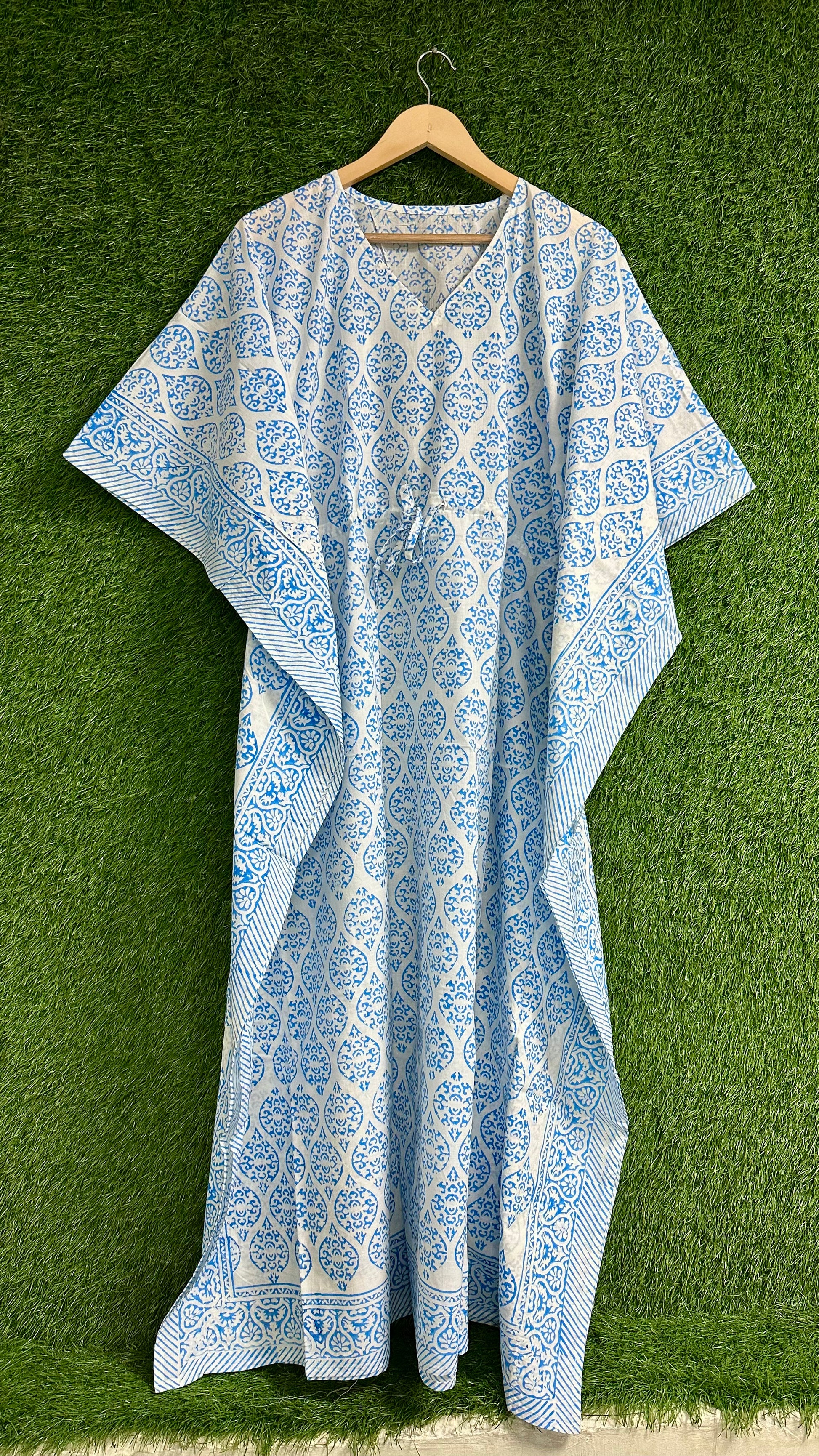 Indian Block Print Kaftan Lightweight Lounge Kaftan For Woman