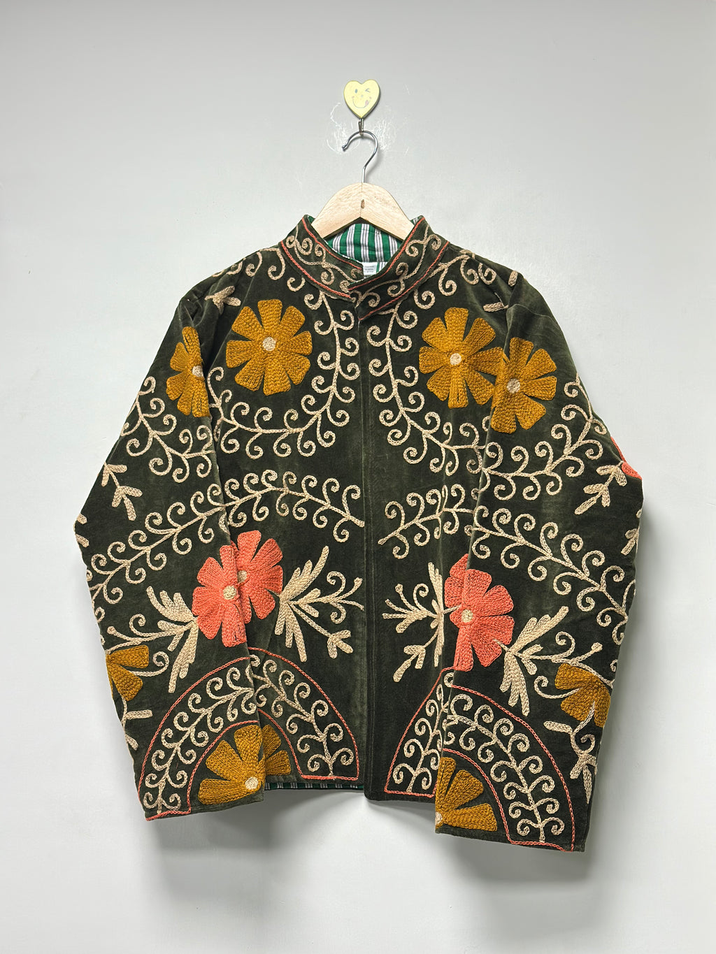 Traditional Suzani Embroidered Jacket Handmade Cotton Art