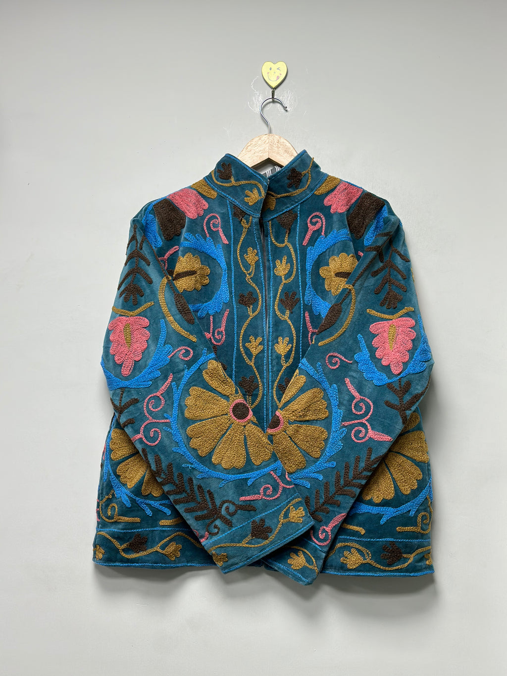Handmade Cotton Embroidered Jacket for Women Boho Floral Heart Design