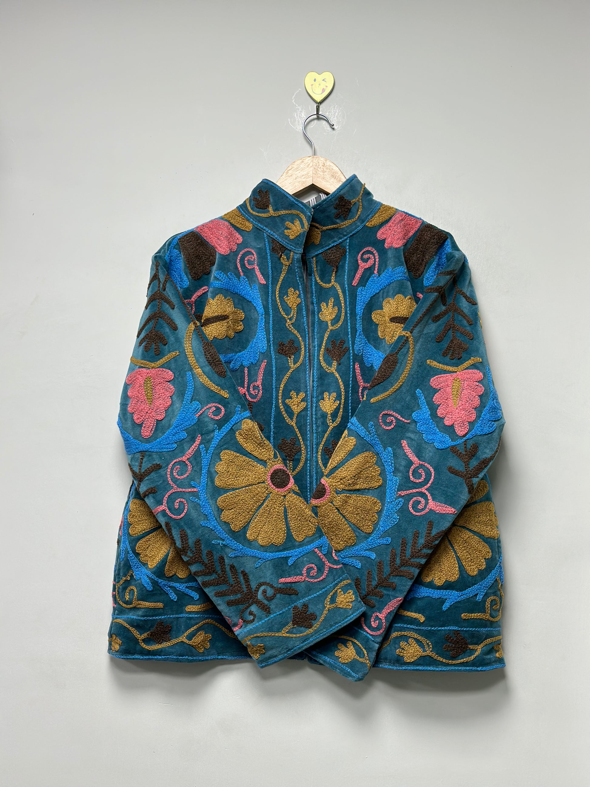 Handmade Cotton Embroidered Jacket for Women Boho Floral Heart Design