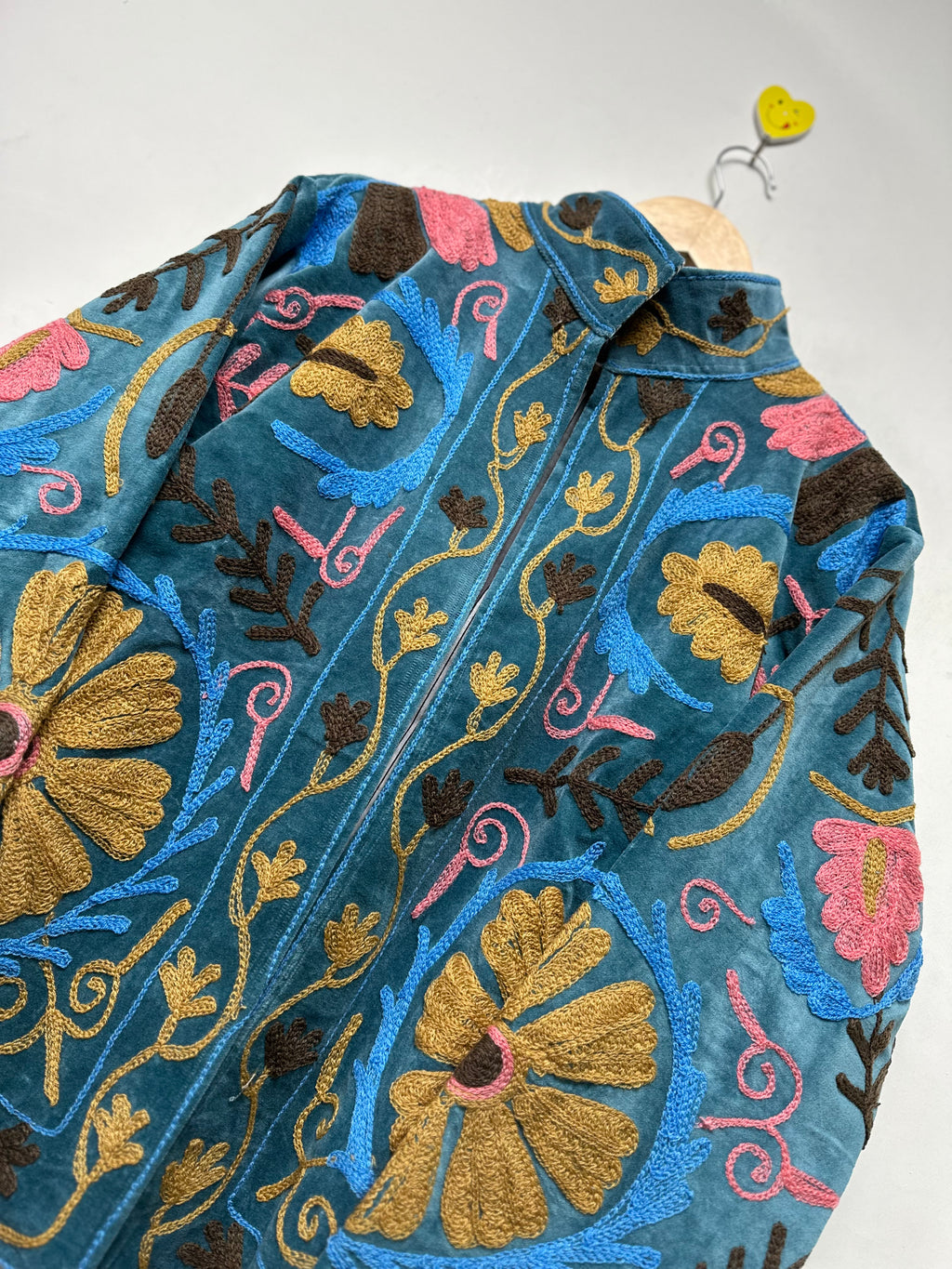 Handmade Cotton Embroidered Jacket for Women Boho Floral Heart Design