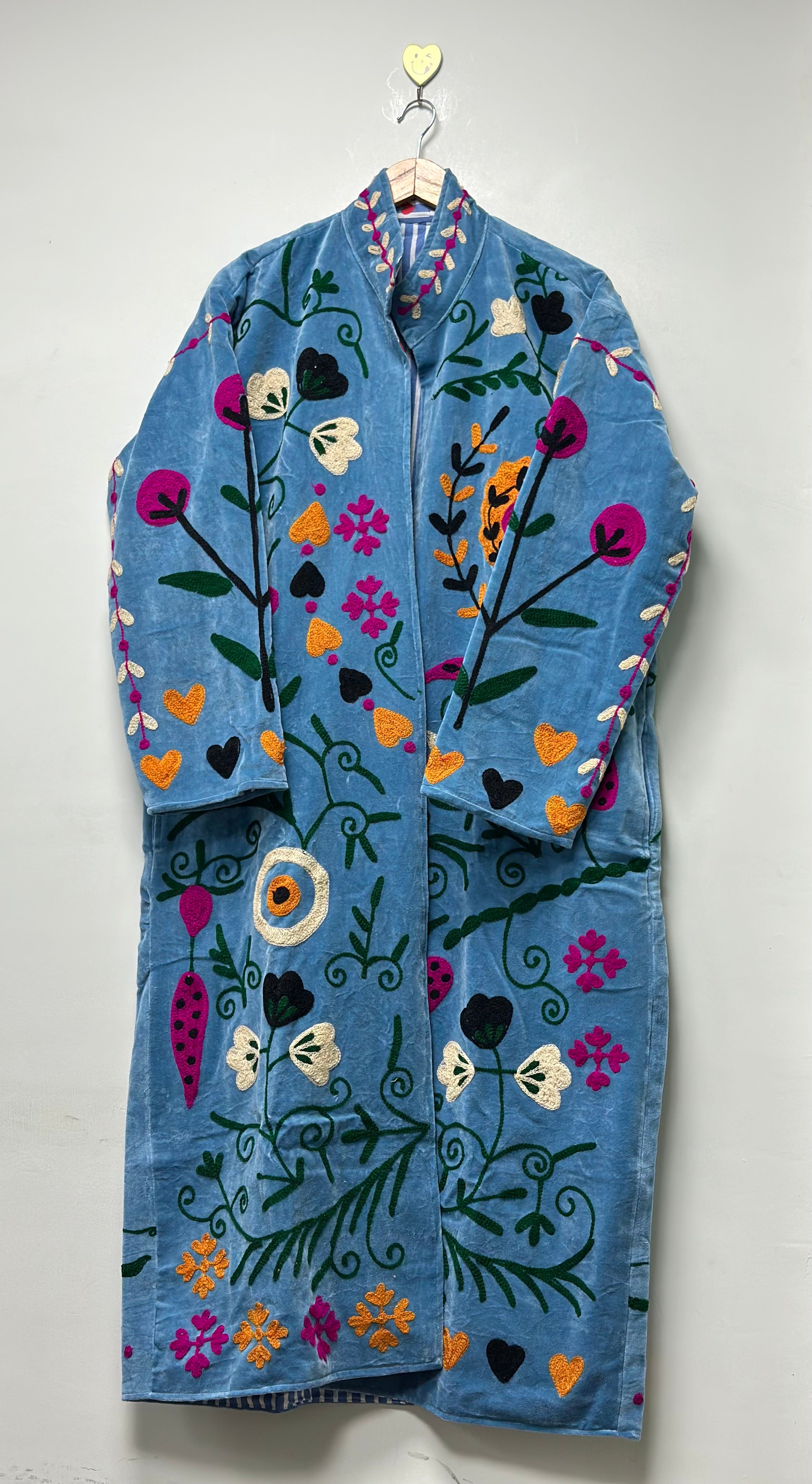 Image of Long Embroidered Velvet Jacket