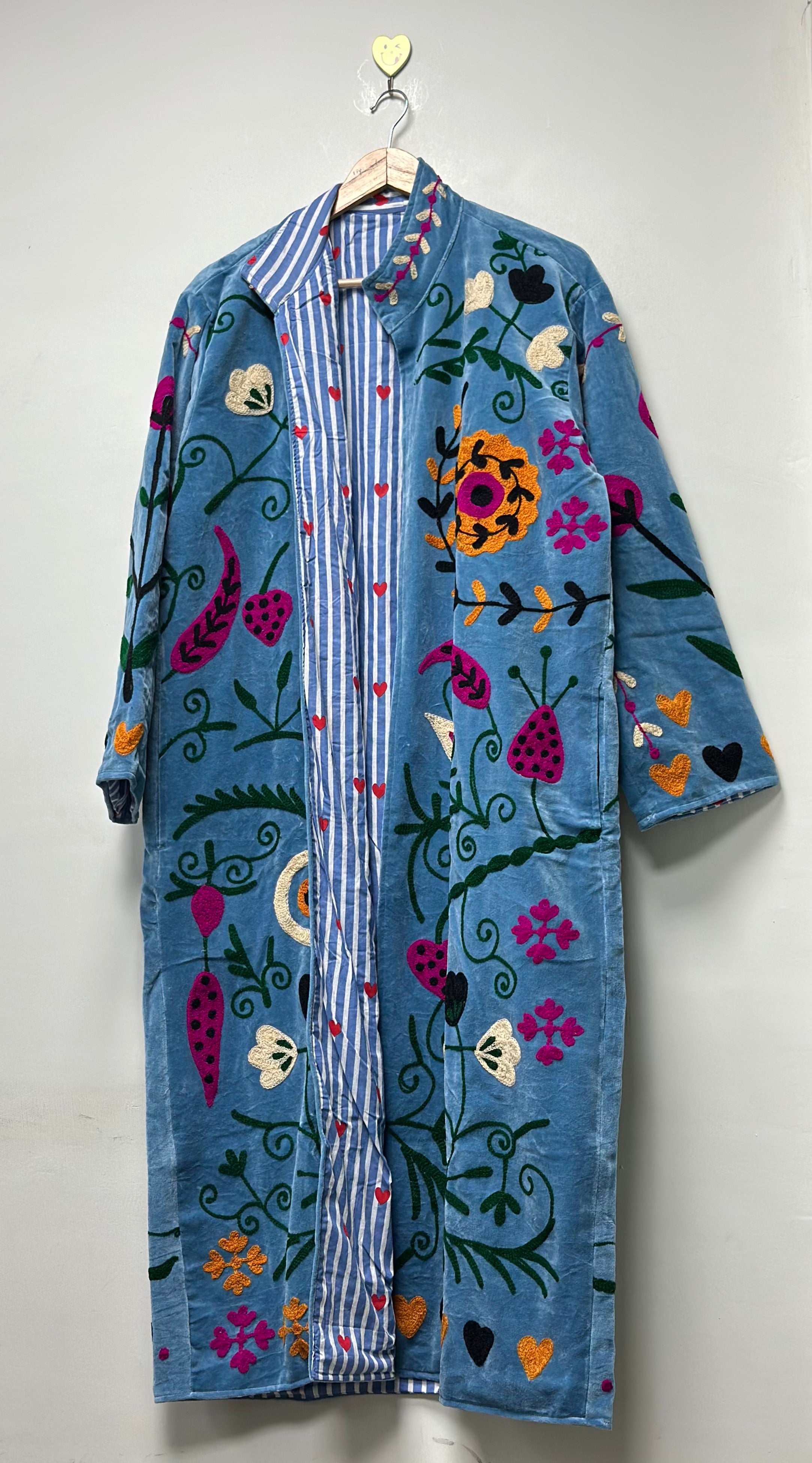 Image of Long Embroidered Velvet Jacket