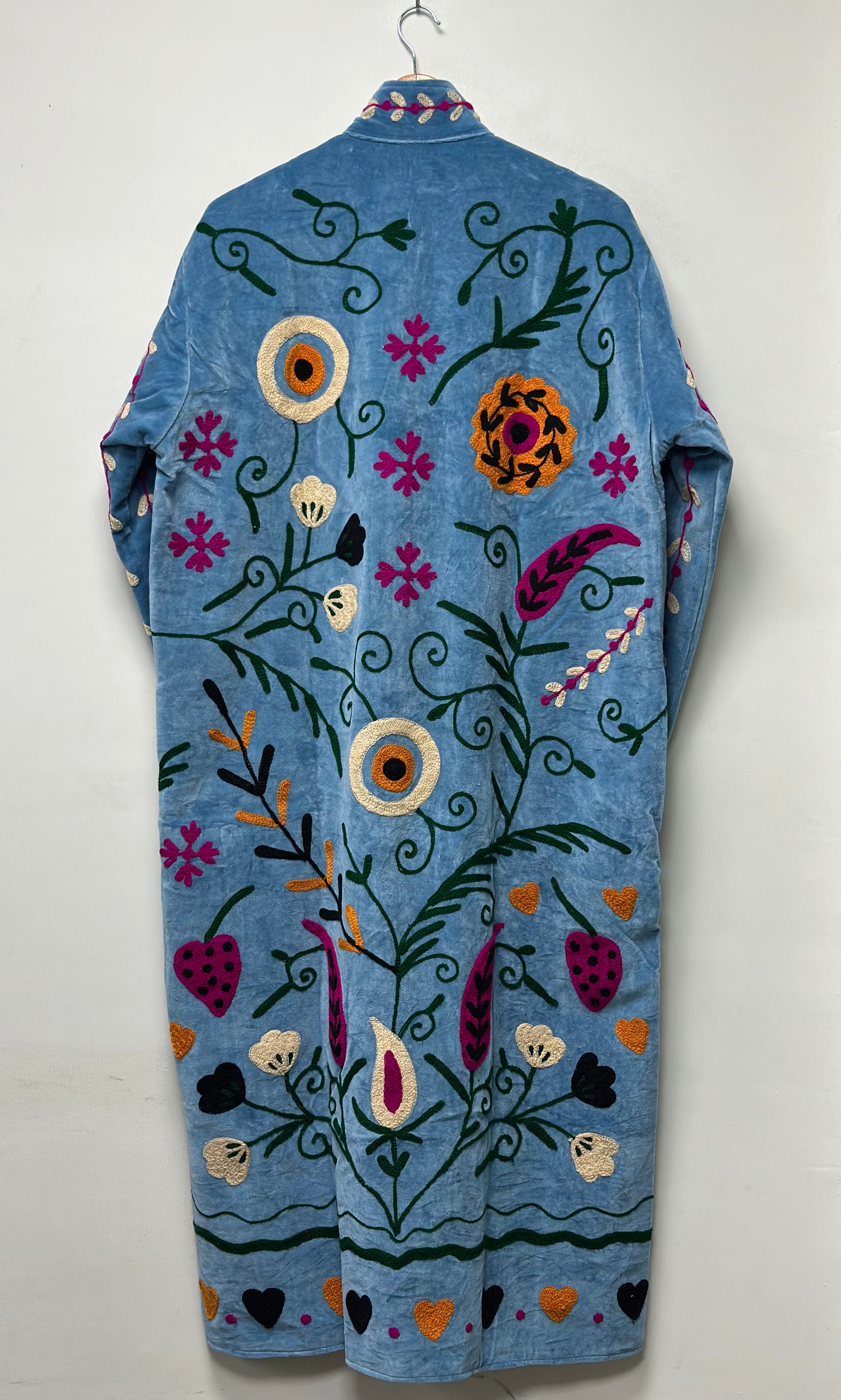Image of Long Embroidered Velvet Jacket