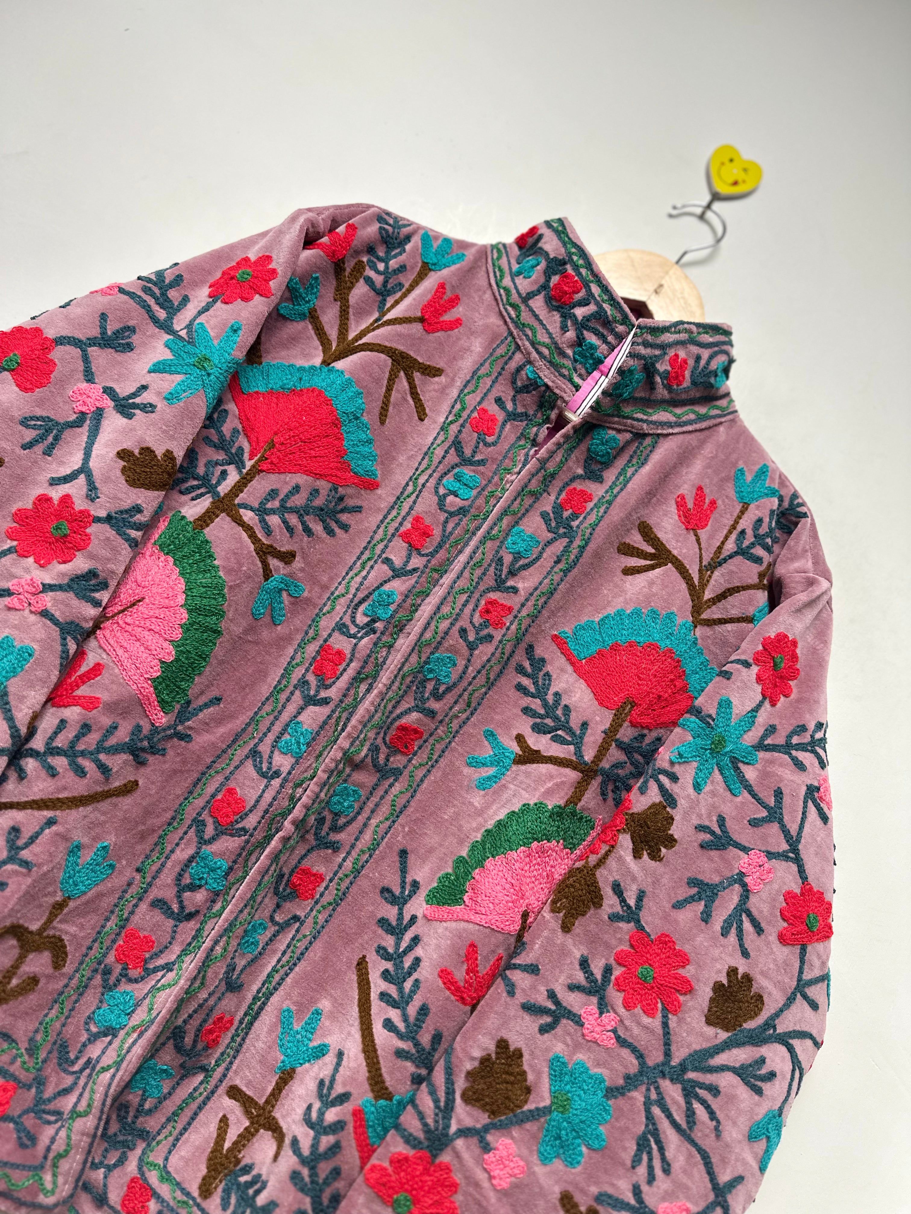 Image of velvet embroidery jacket boho winterwear coat for unisex