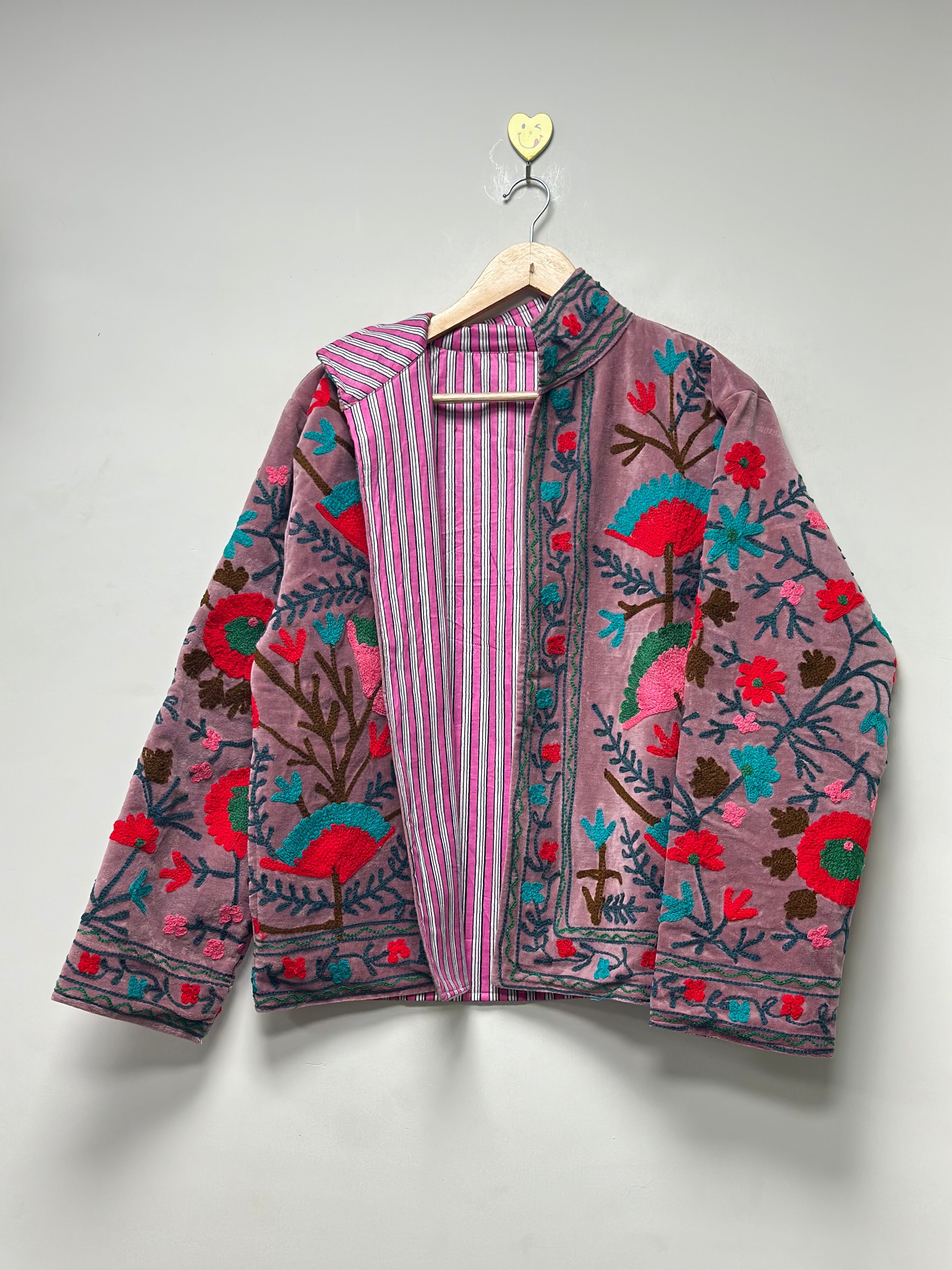 velvet embroidery jacket boho winterwear coat for unisex