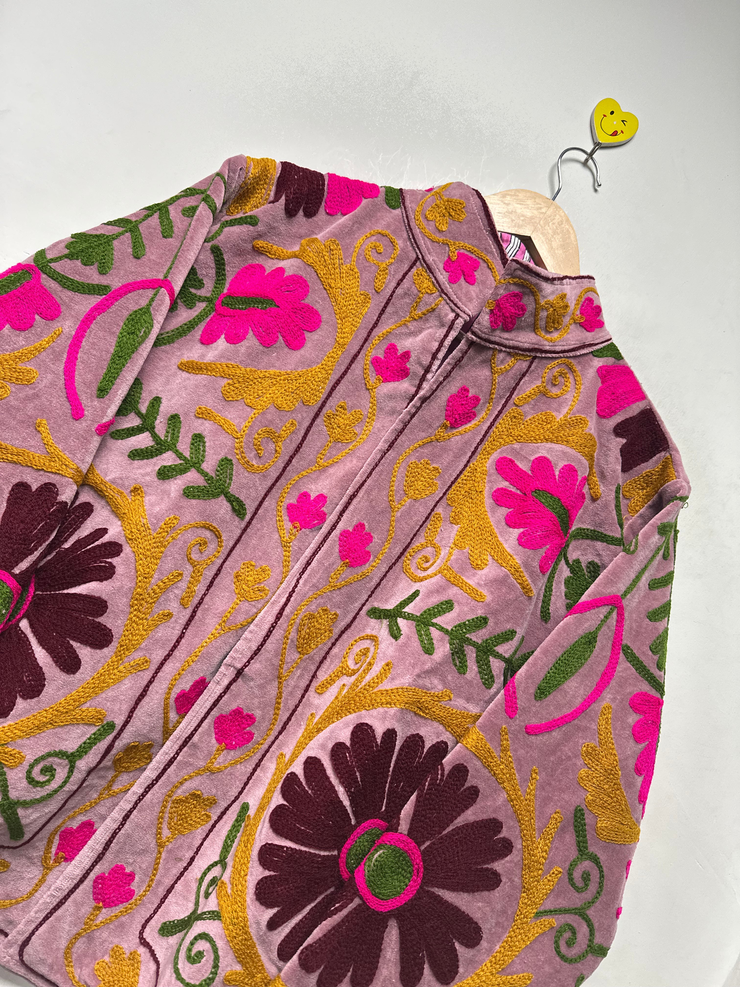 Image of Velvet Suzani Jacket womens Floral Embroidery Coat