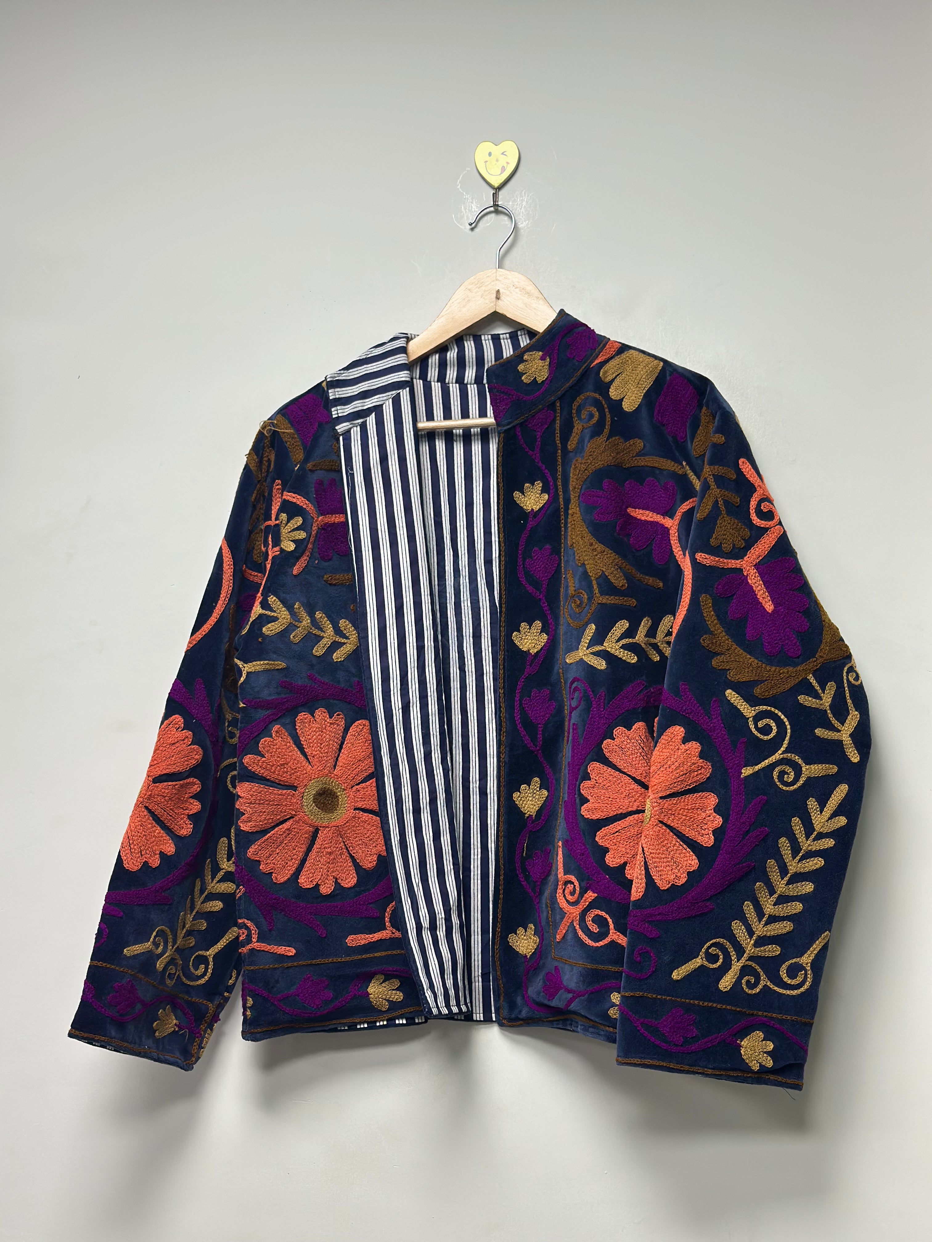 Image of Handmade Velvet Suzani Jacket Winter Wear Jacket Womens Coat