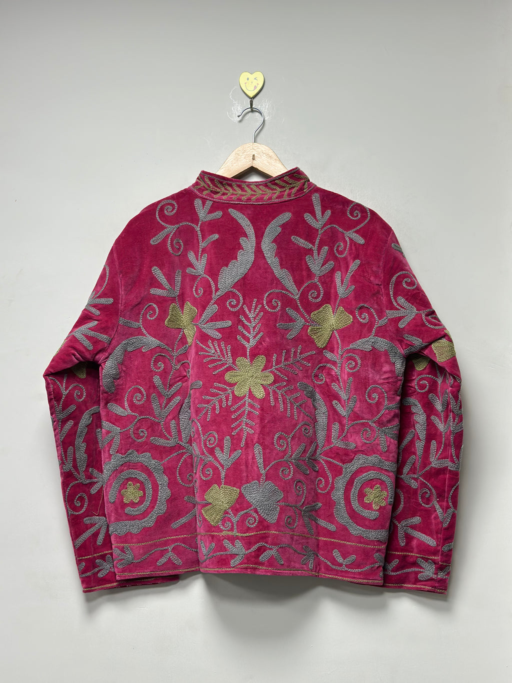 Pink velvet handmade suzani jacket for women