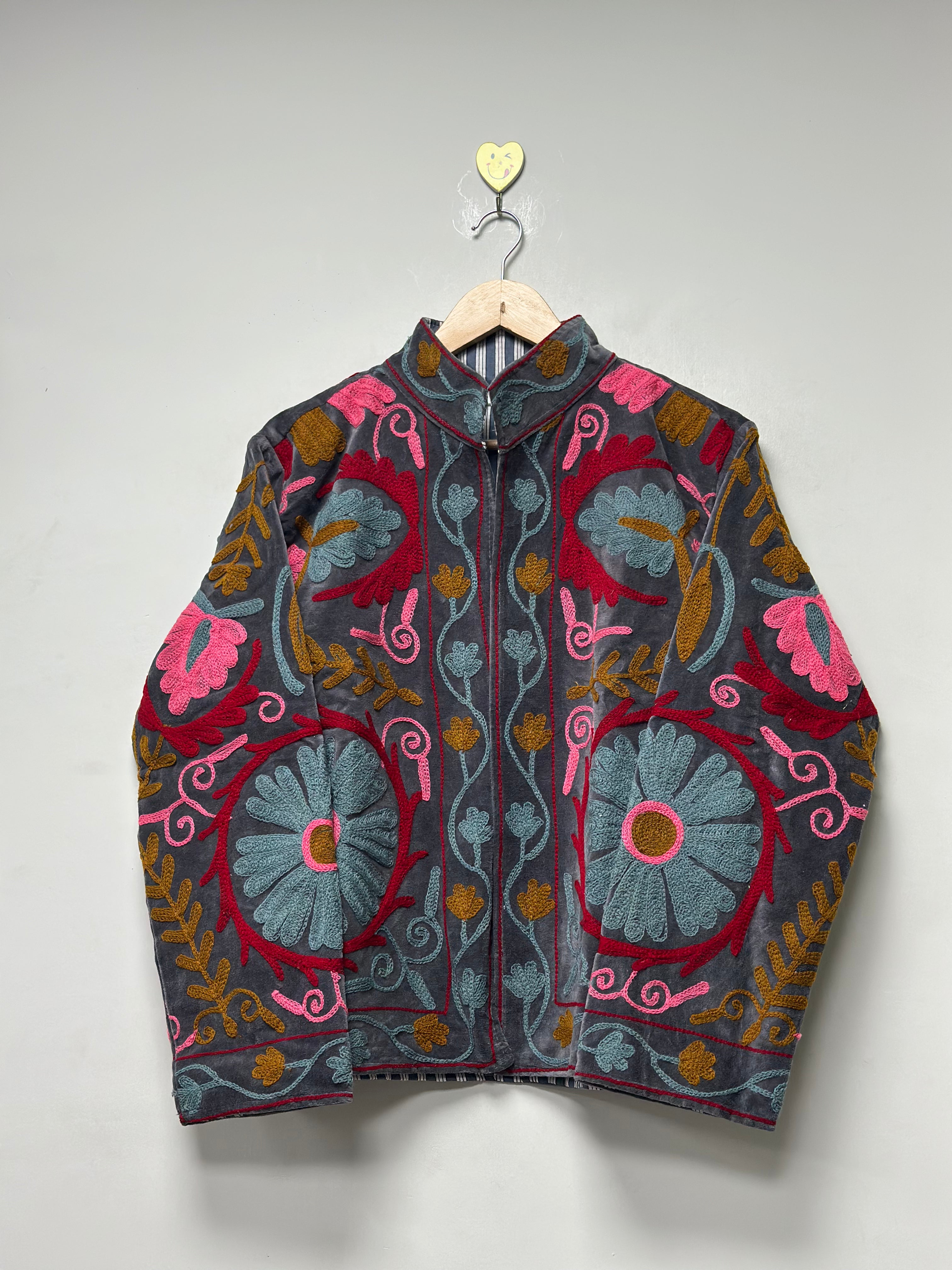 Image of Indian suzani embroidery womens jacket winterwear coat