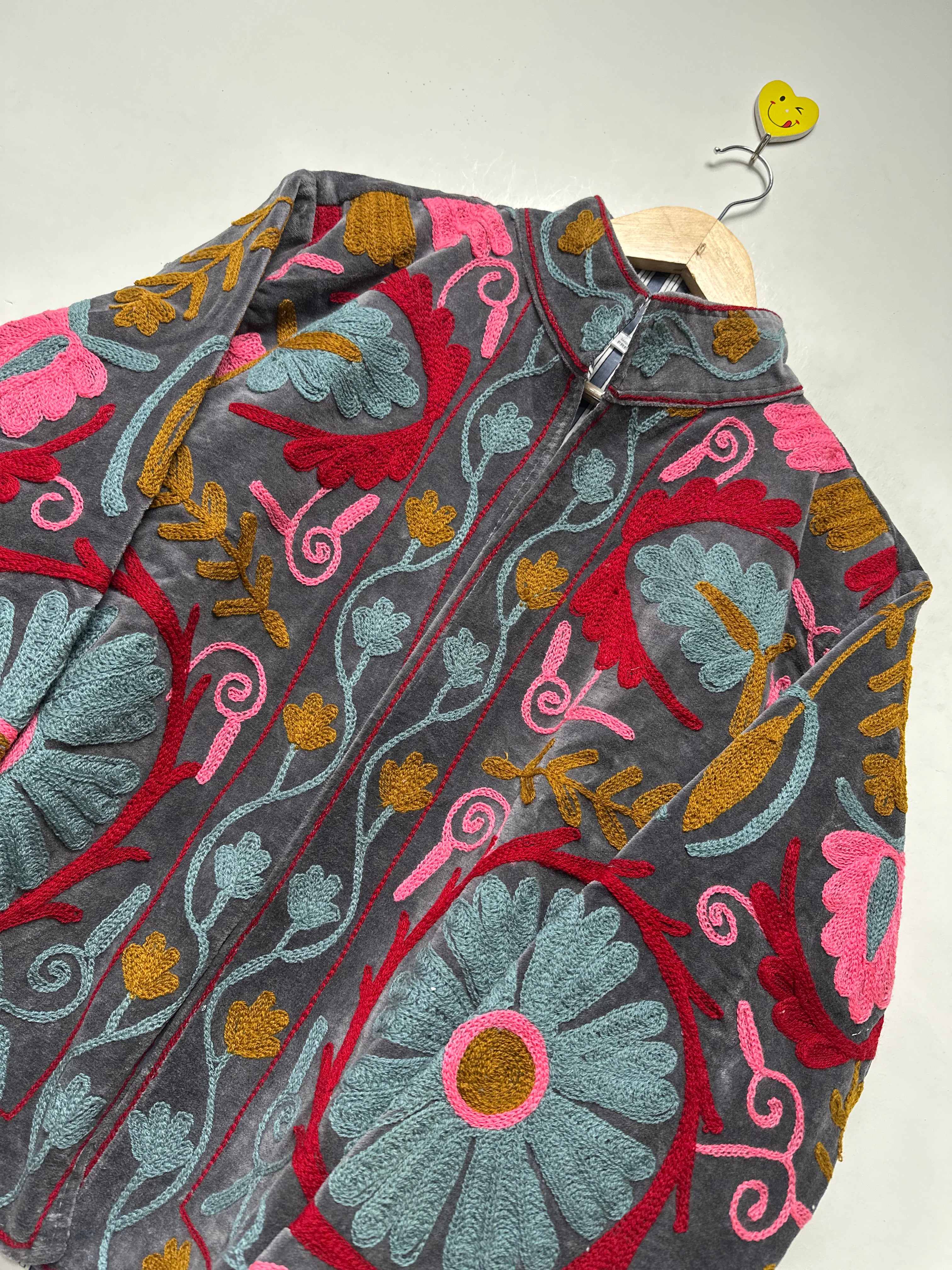 Image of Indian suzani embroidery womens jacket winterwear coat