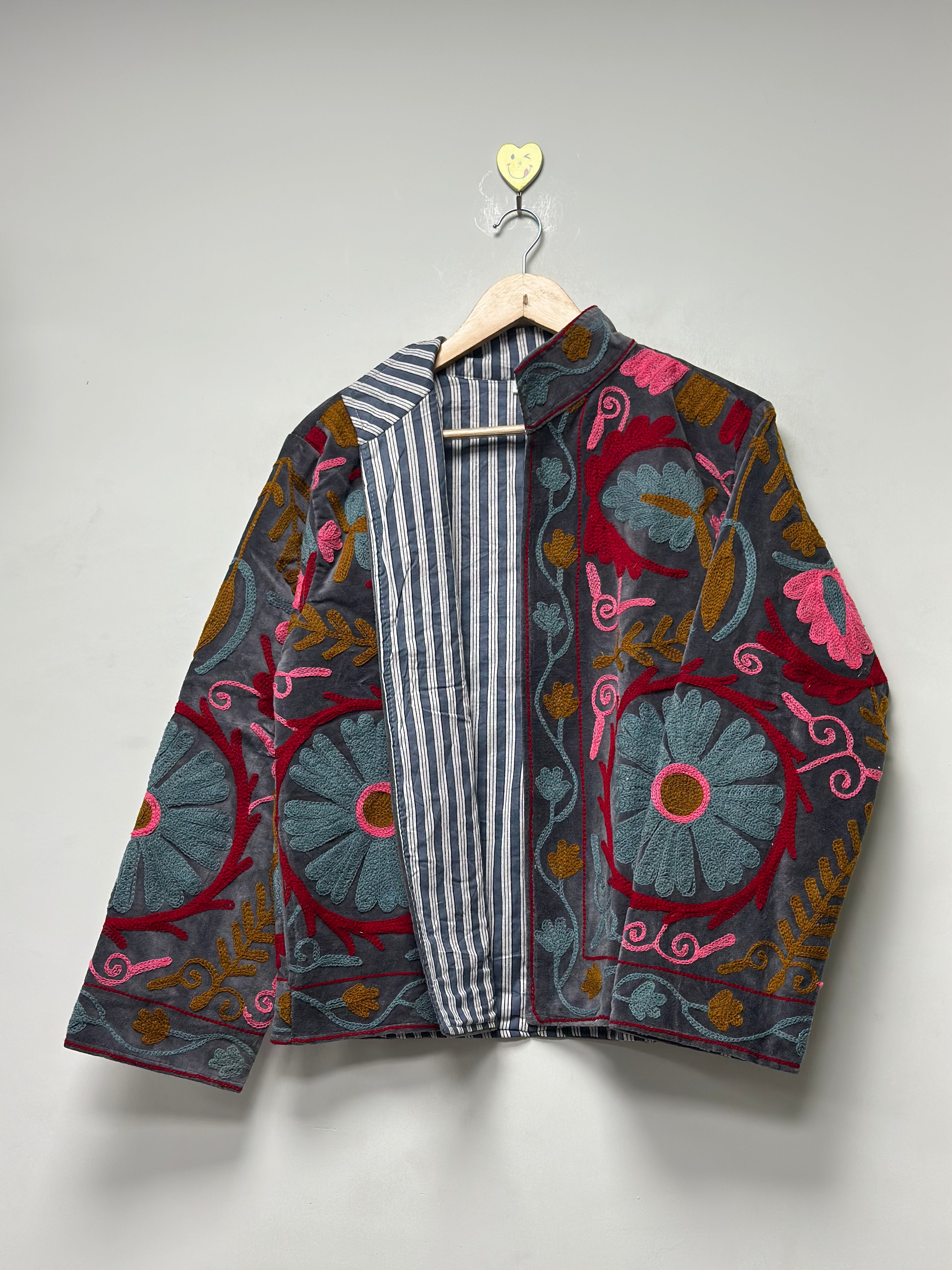 Image of Indian suzani embroidery womens jacket winterwear coat