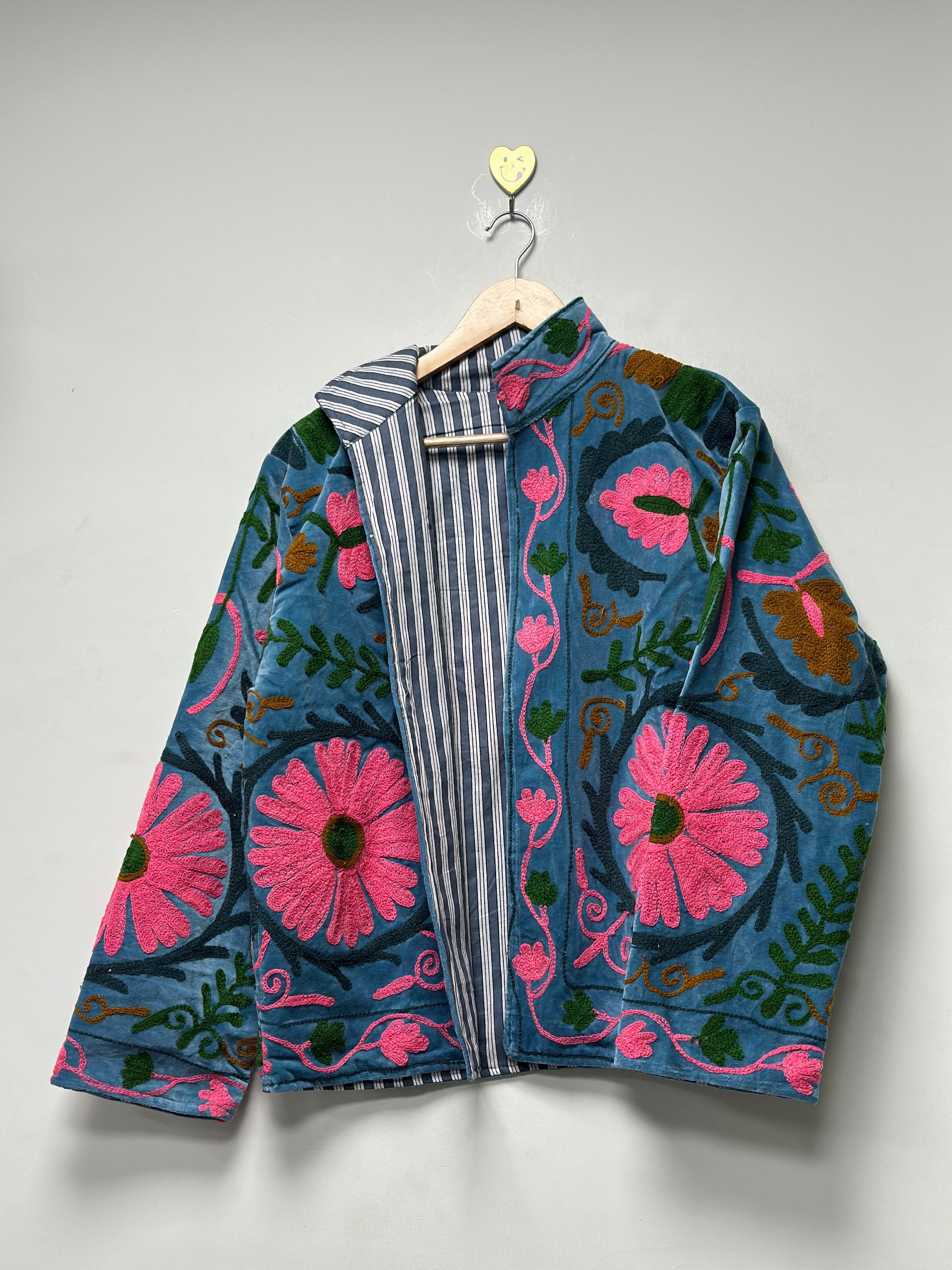 Image of Floral embroidery bomber jacket boho kantha jacket for unisex