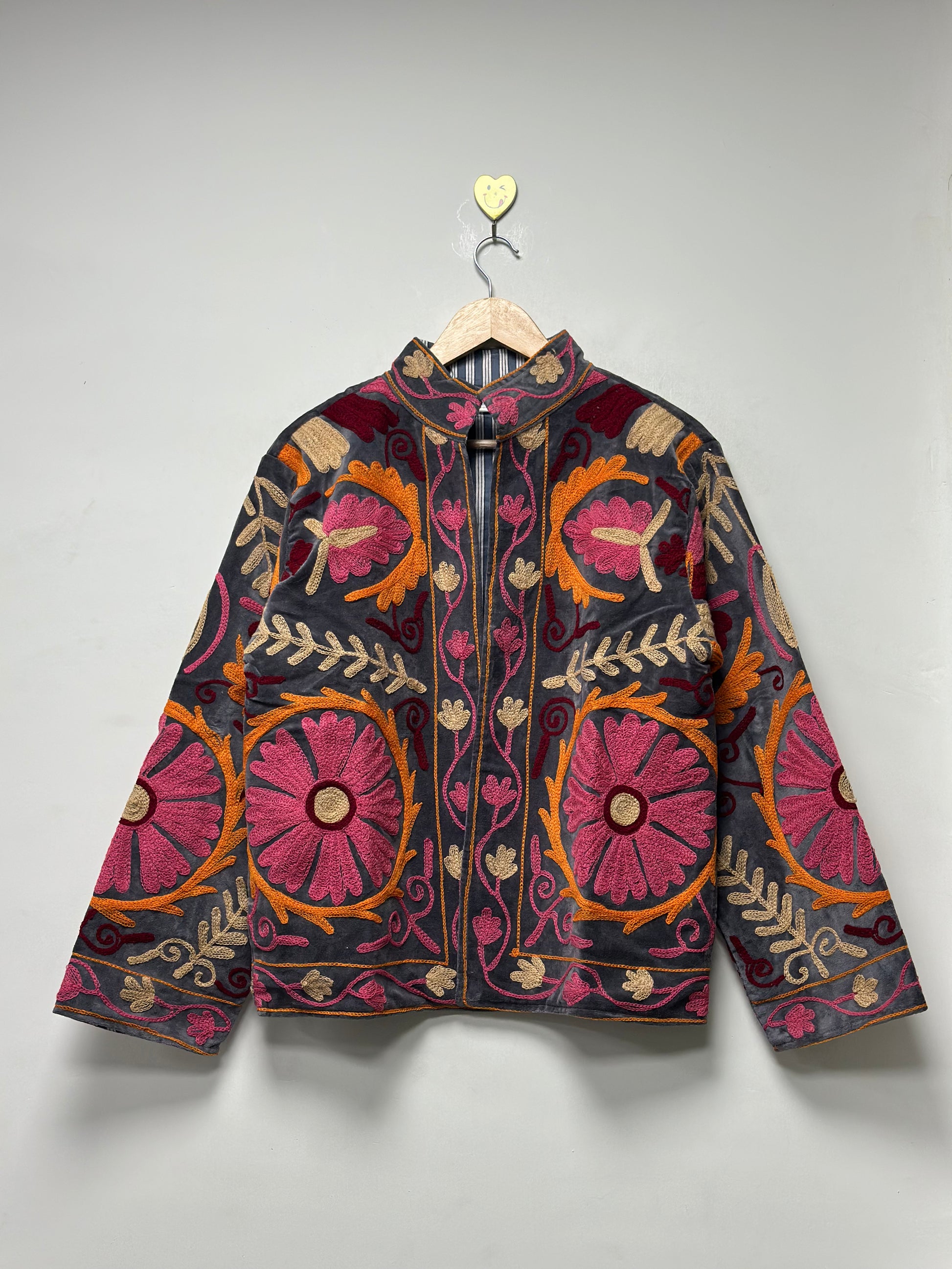 Floral Embroidery Velvet Jacket womens handmade Boho Winter Coat
