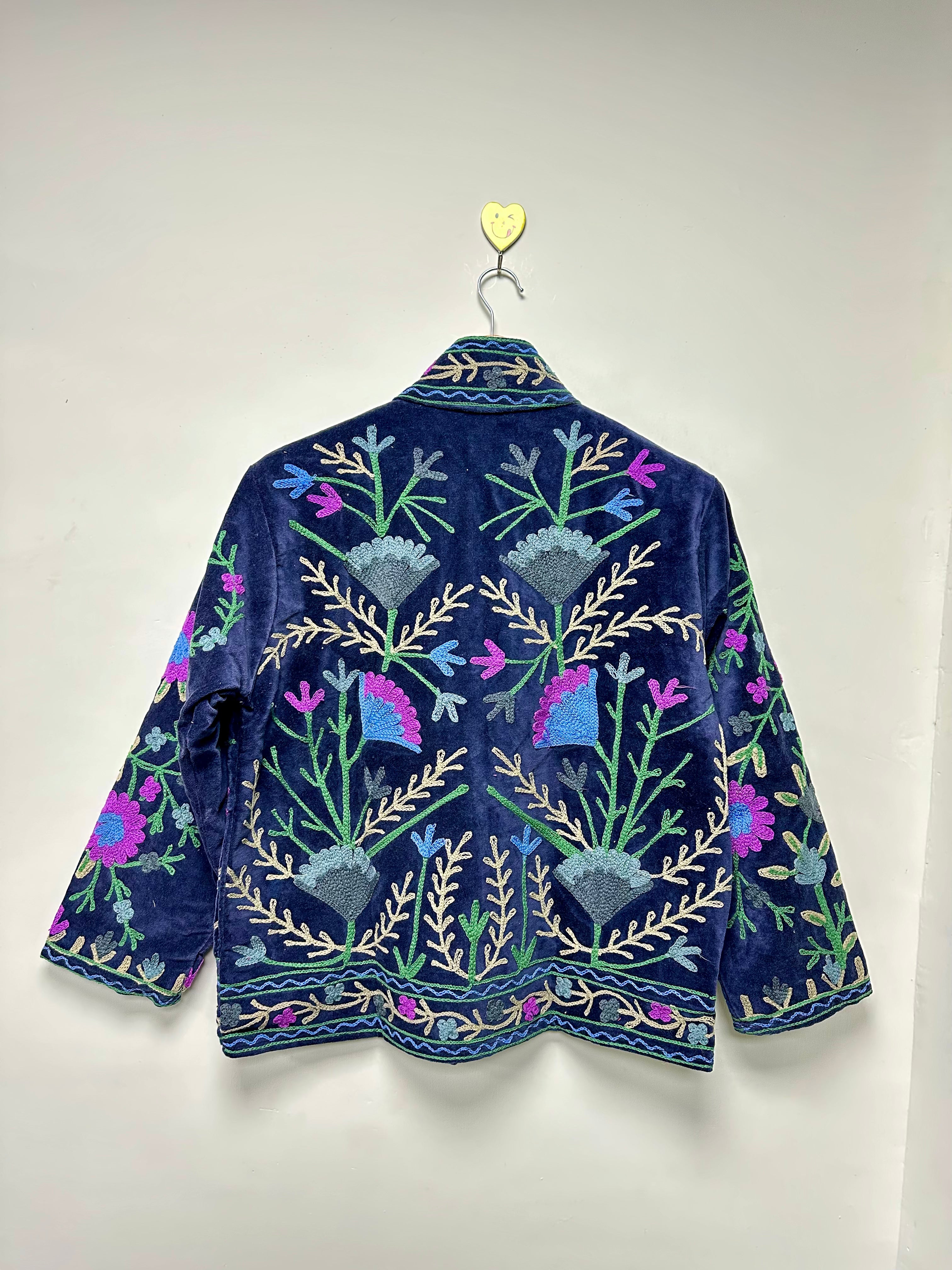 Womens floral velvet jacket boho suzani bomber jacket