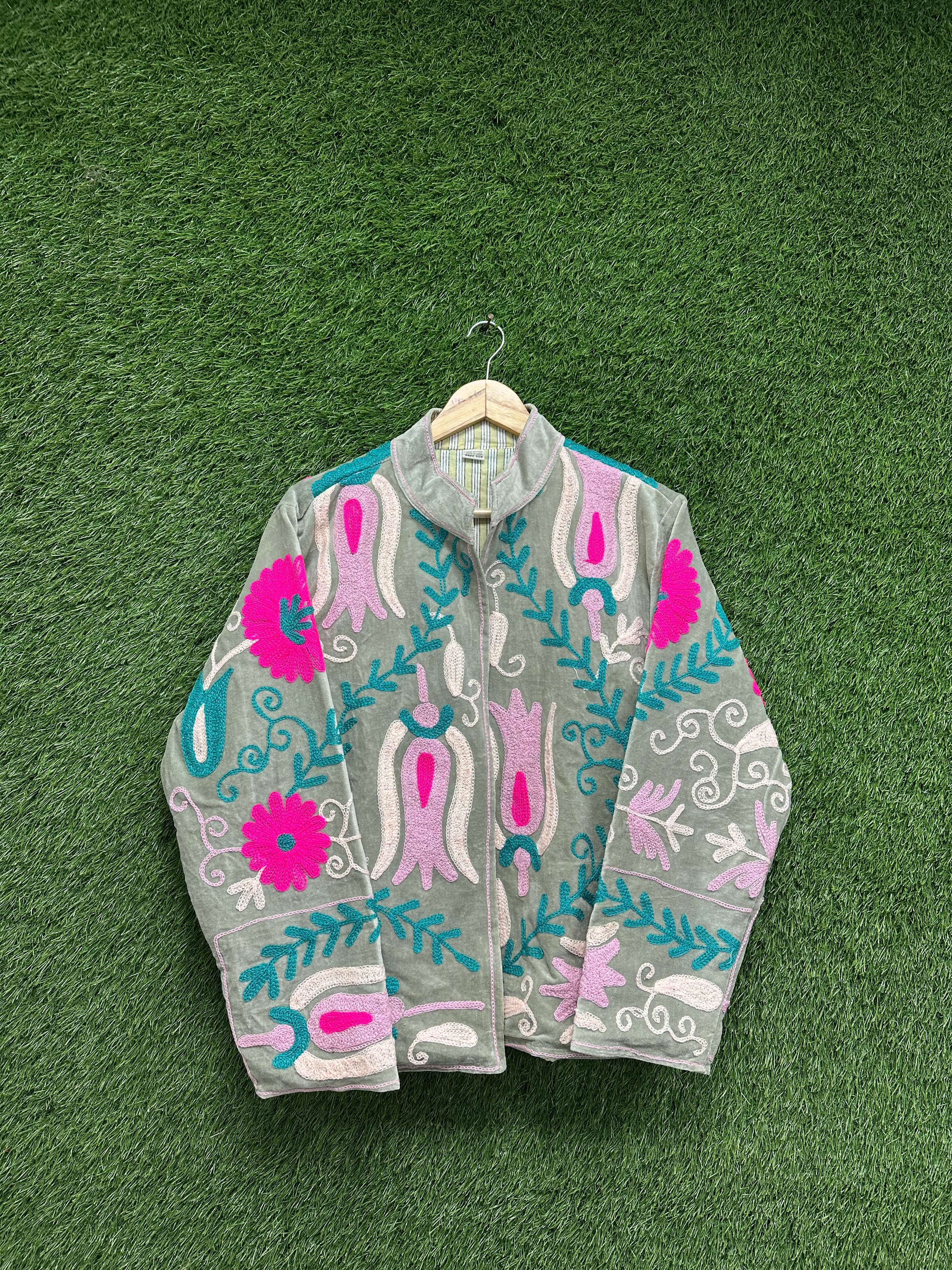 Floral Embroidered Velvet Suzani Jacket womens